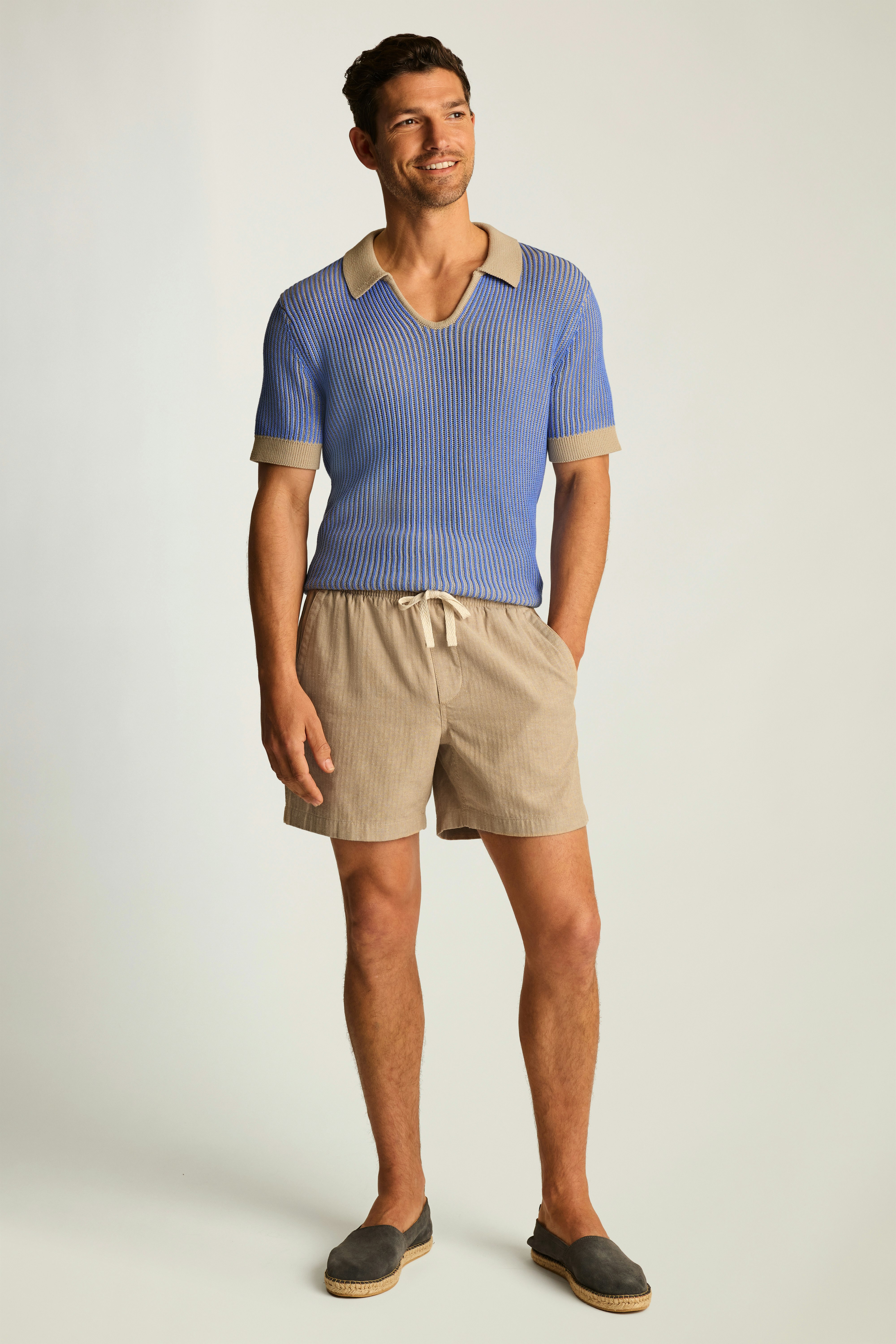 Nomad Short khaki herringbone linen