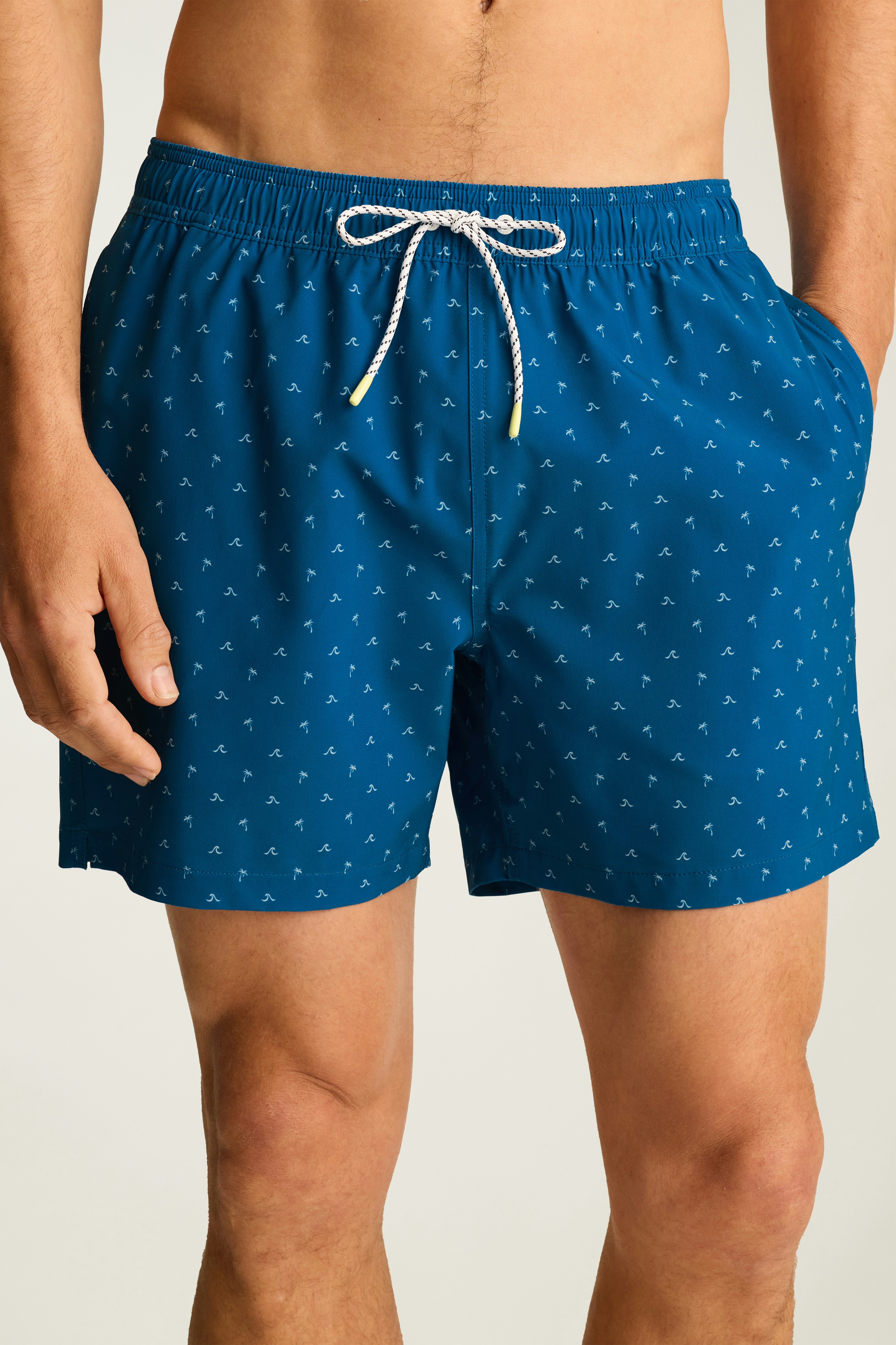 Riviera Swim Trunks blue palms