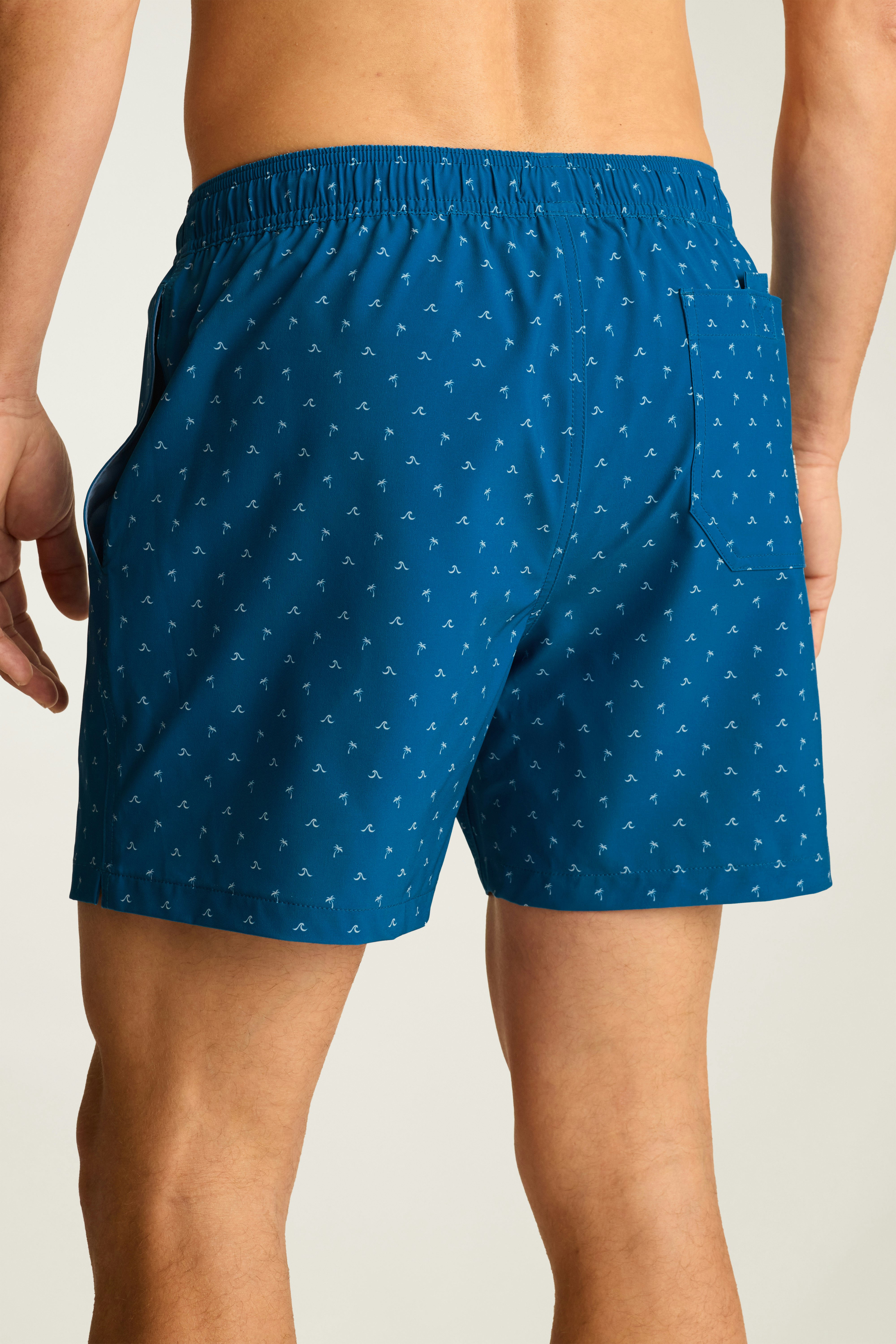 Riviera Swim Trunks blue palms