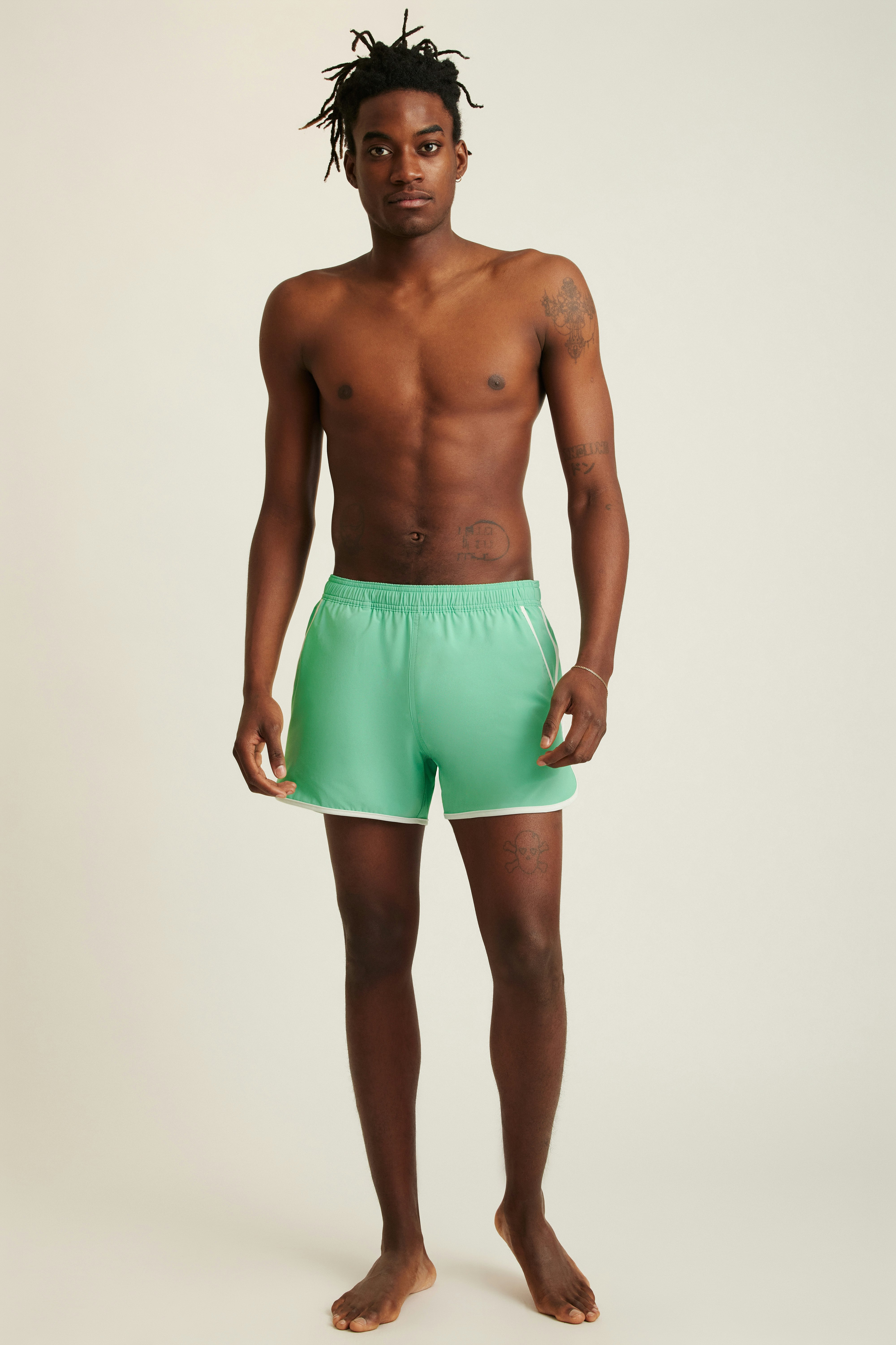 Throwback Swim Trunks jade green