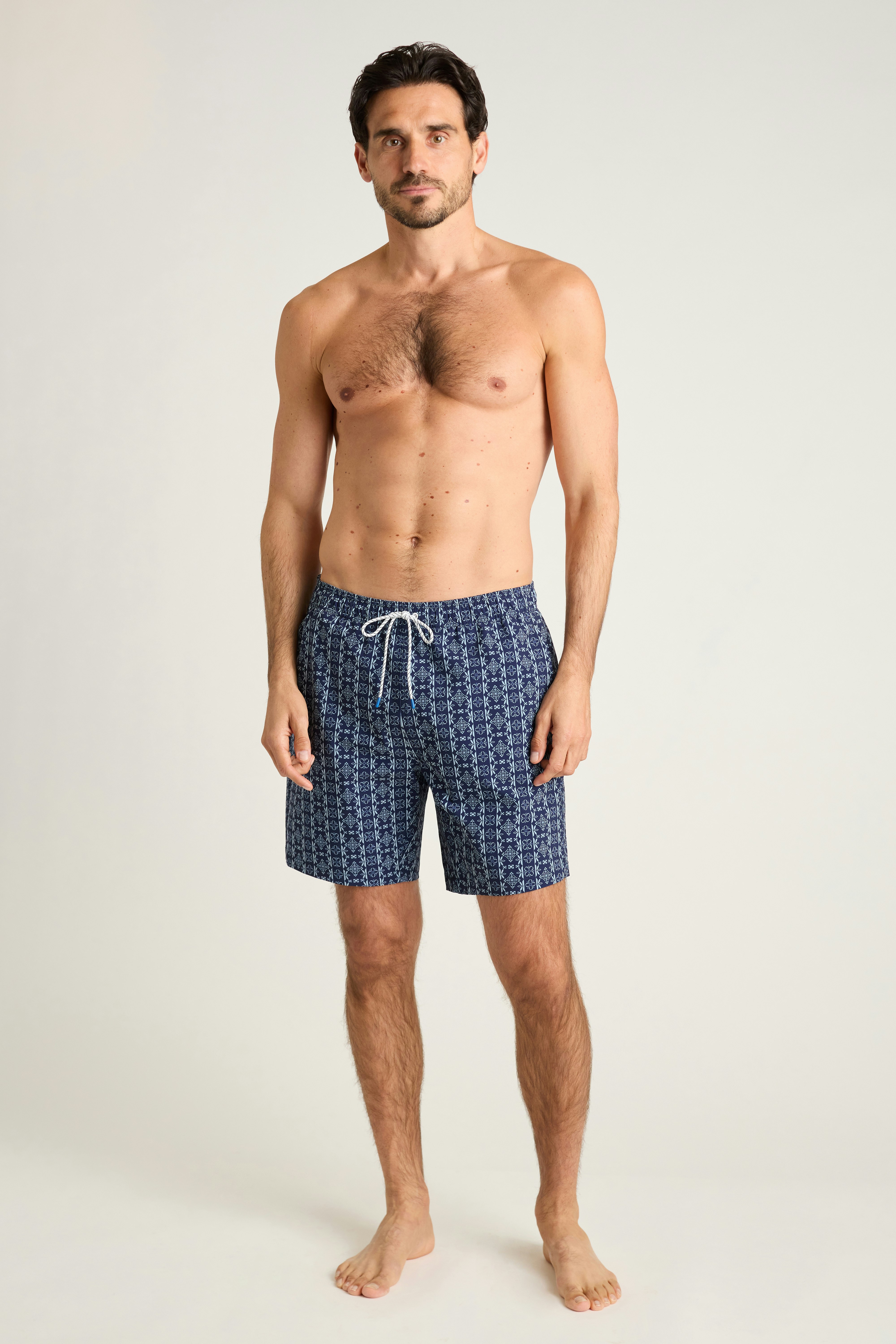 Riviera Swim Trunks navy floral abstract
