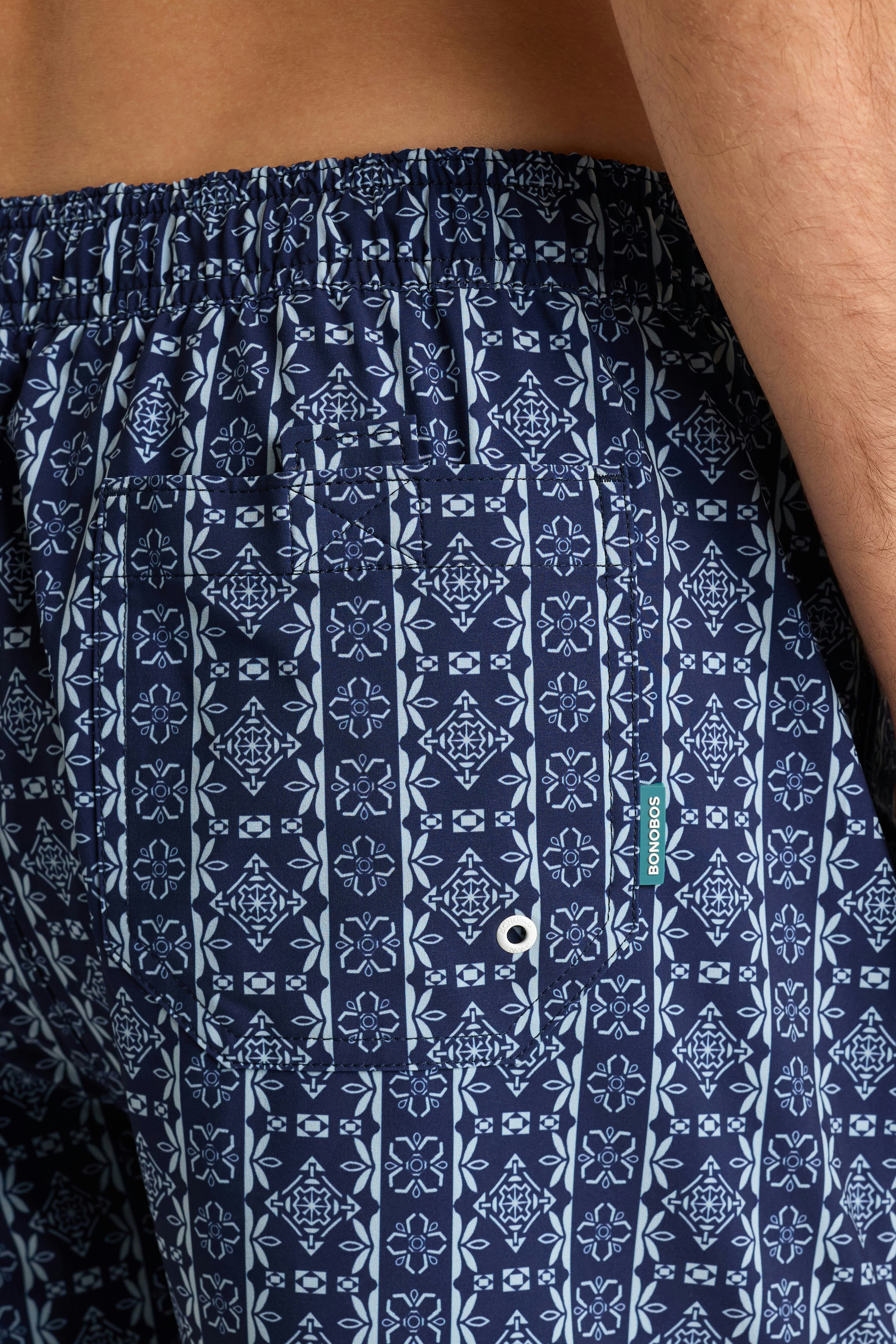 Riviera Swim Trunks navy floral abstract