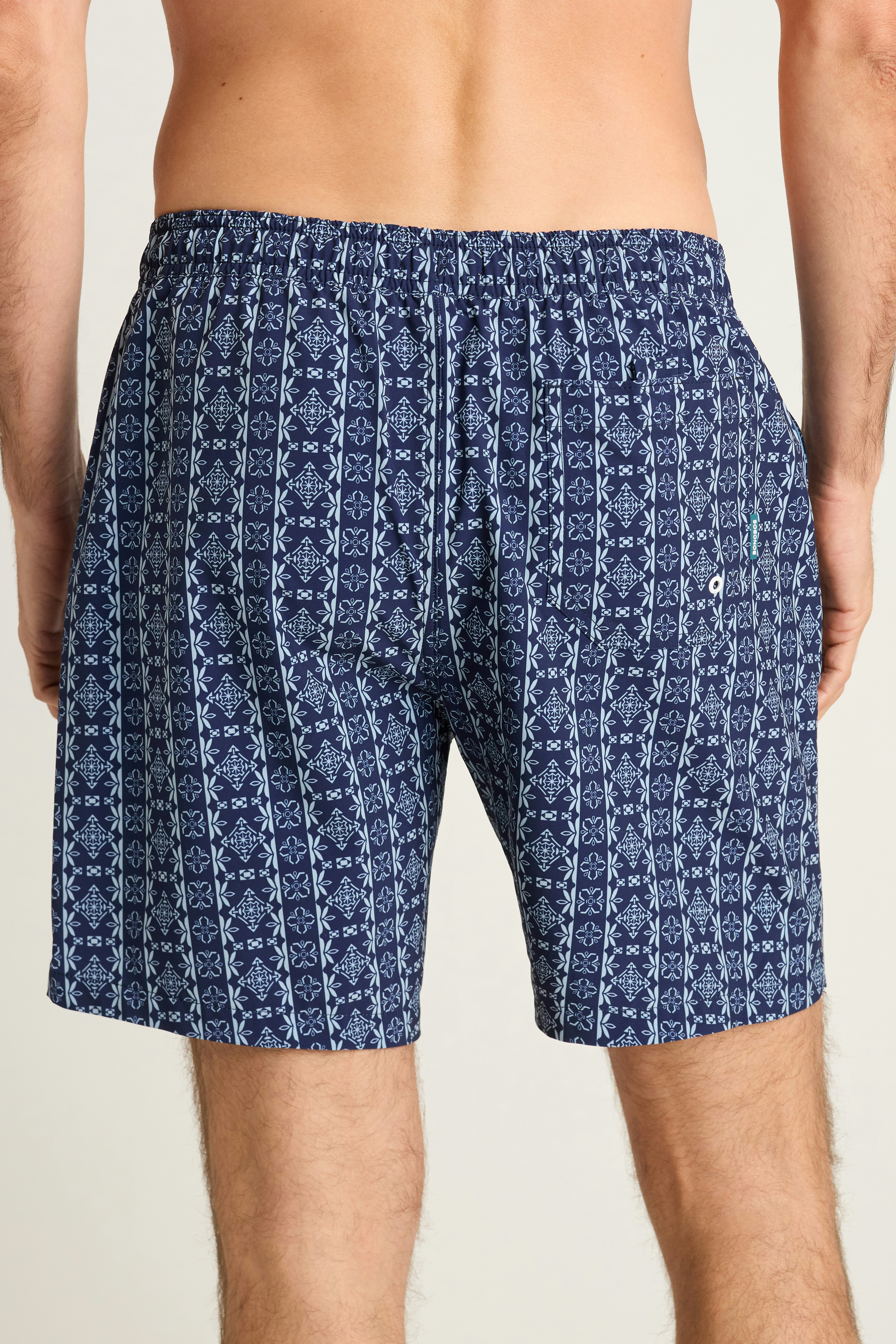 Riviera Swim Trunks navy floral abstract