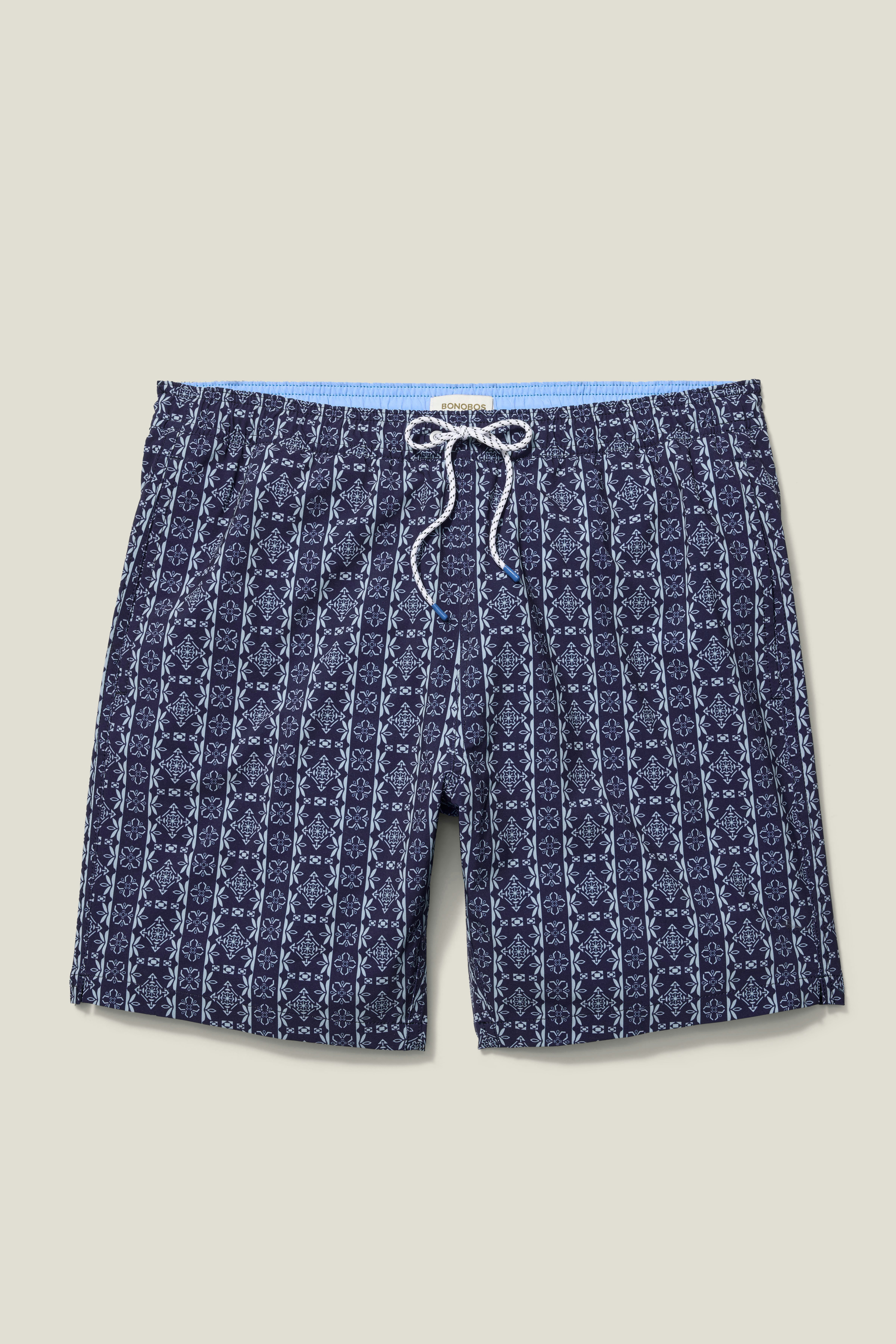 Riviera Swim Trunks navy floral abstract