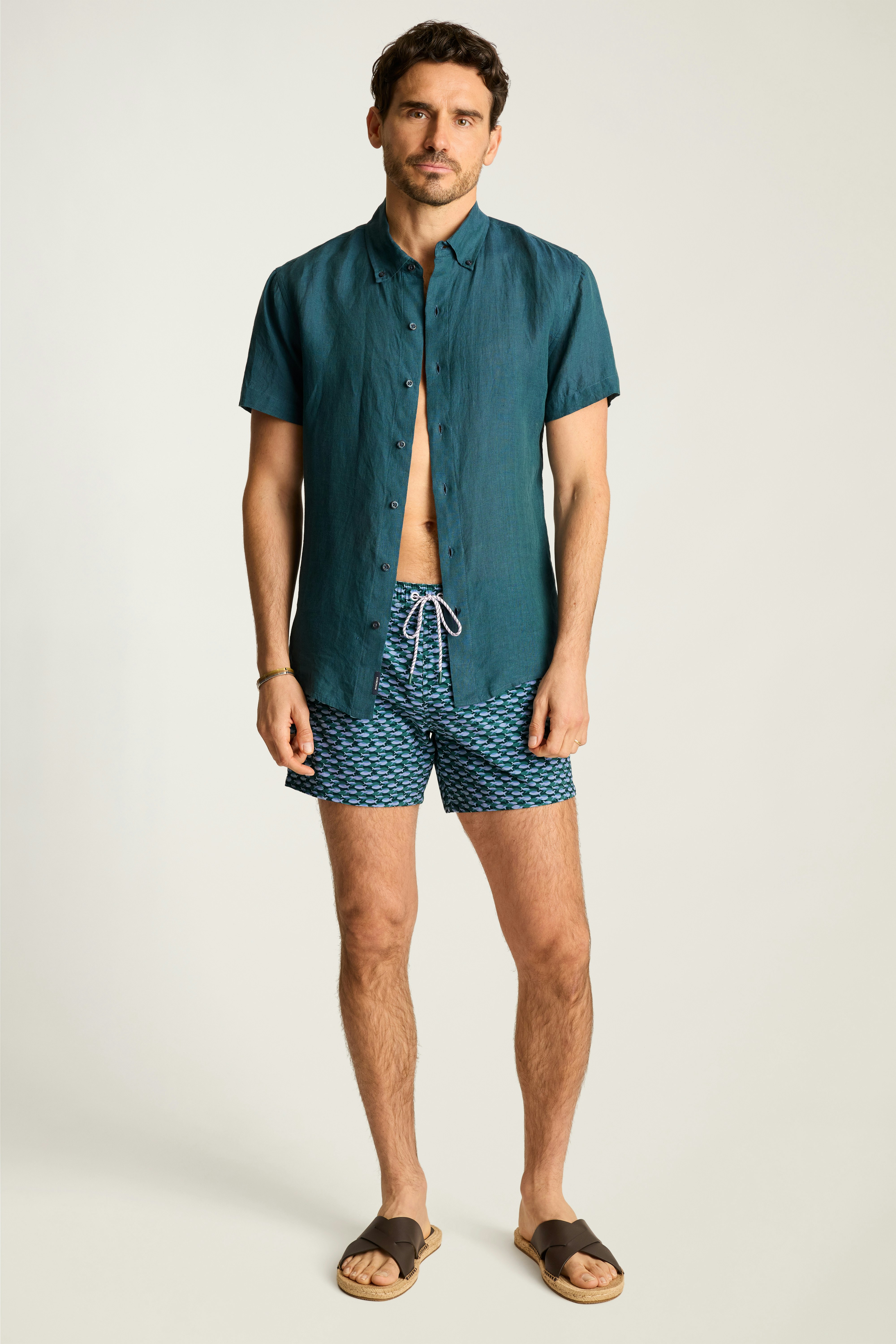 Riviera Swim Trunks blue fishing school