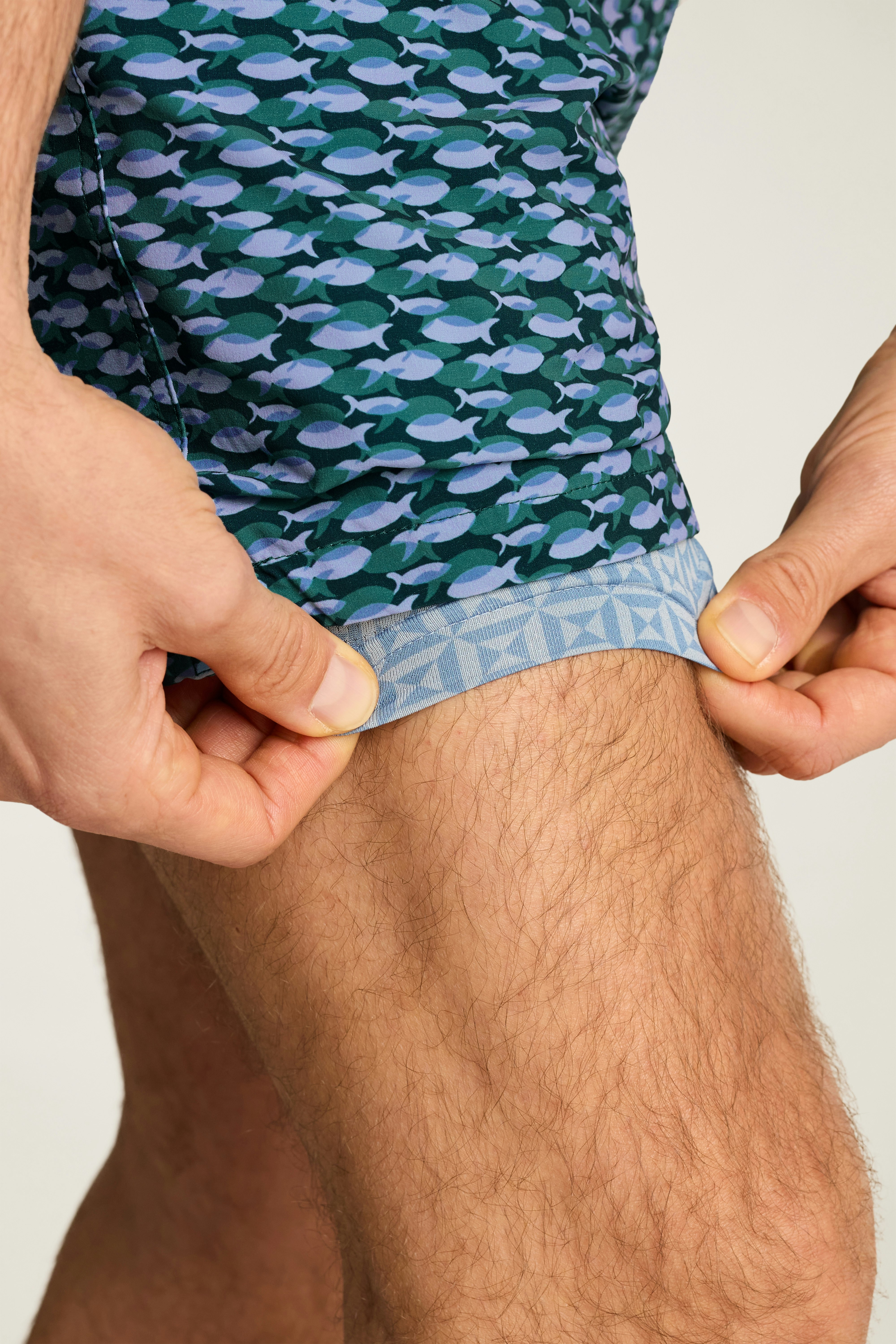 Riviera Swim Trunks blue fishing school