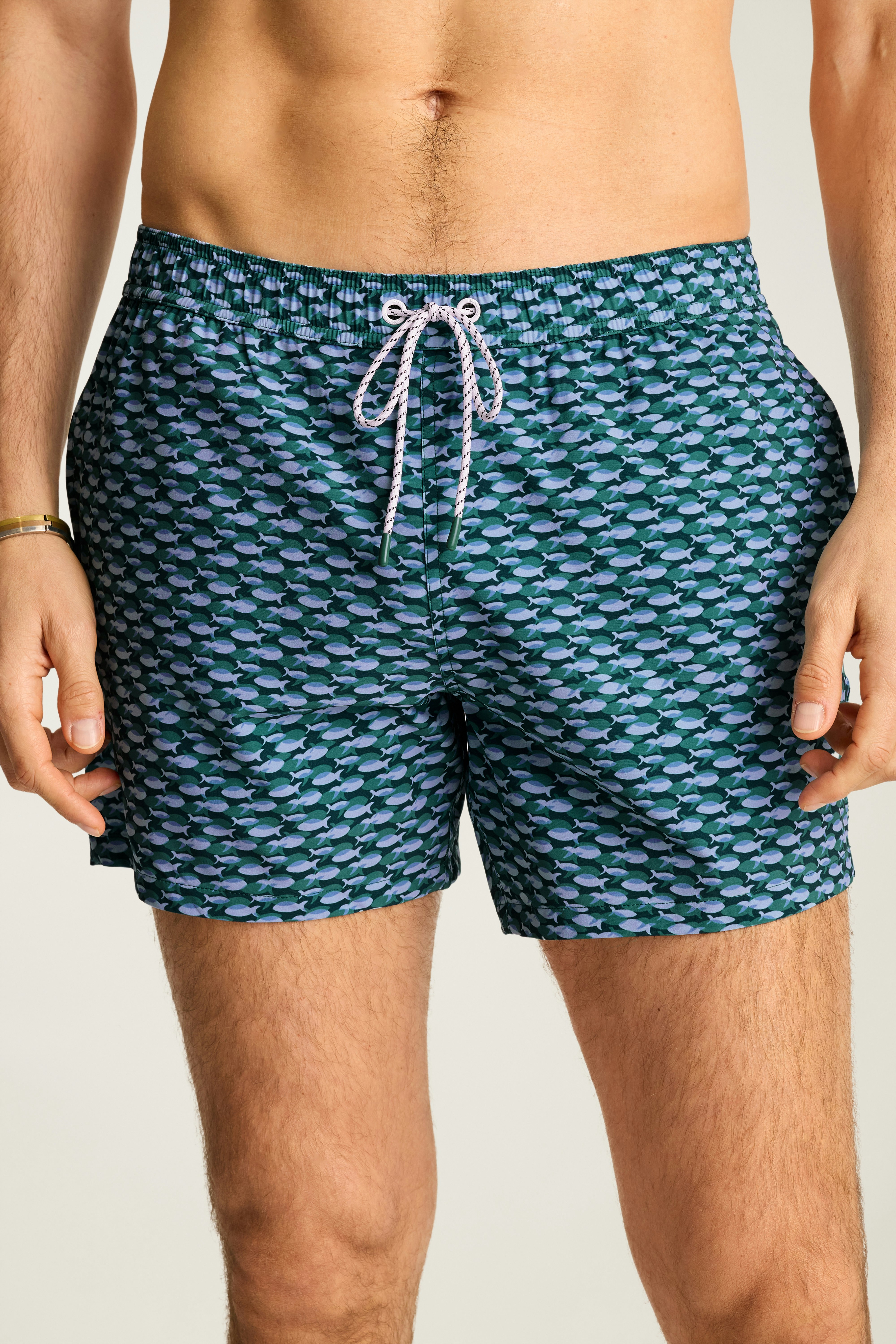 Riviera Swim Trunks blue fishing school