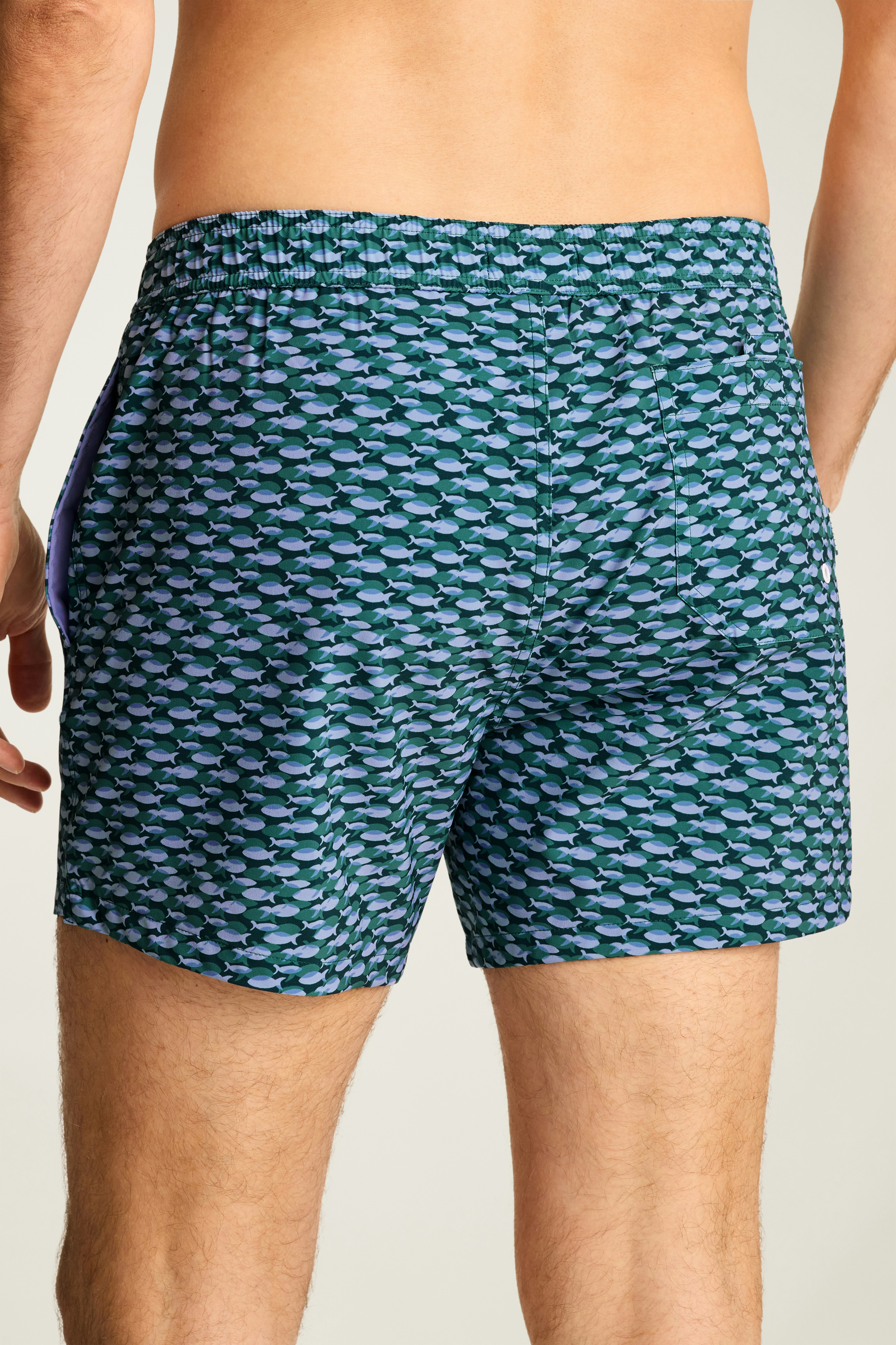 Riviera Swim Trunks blue fishing school