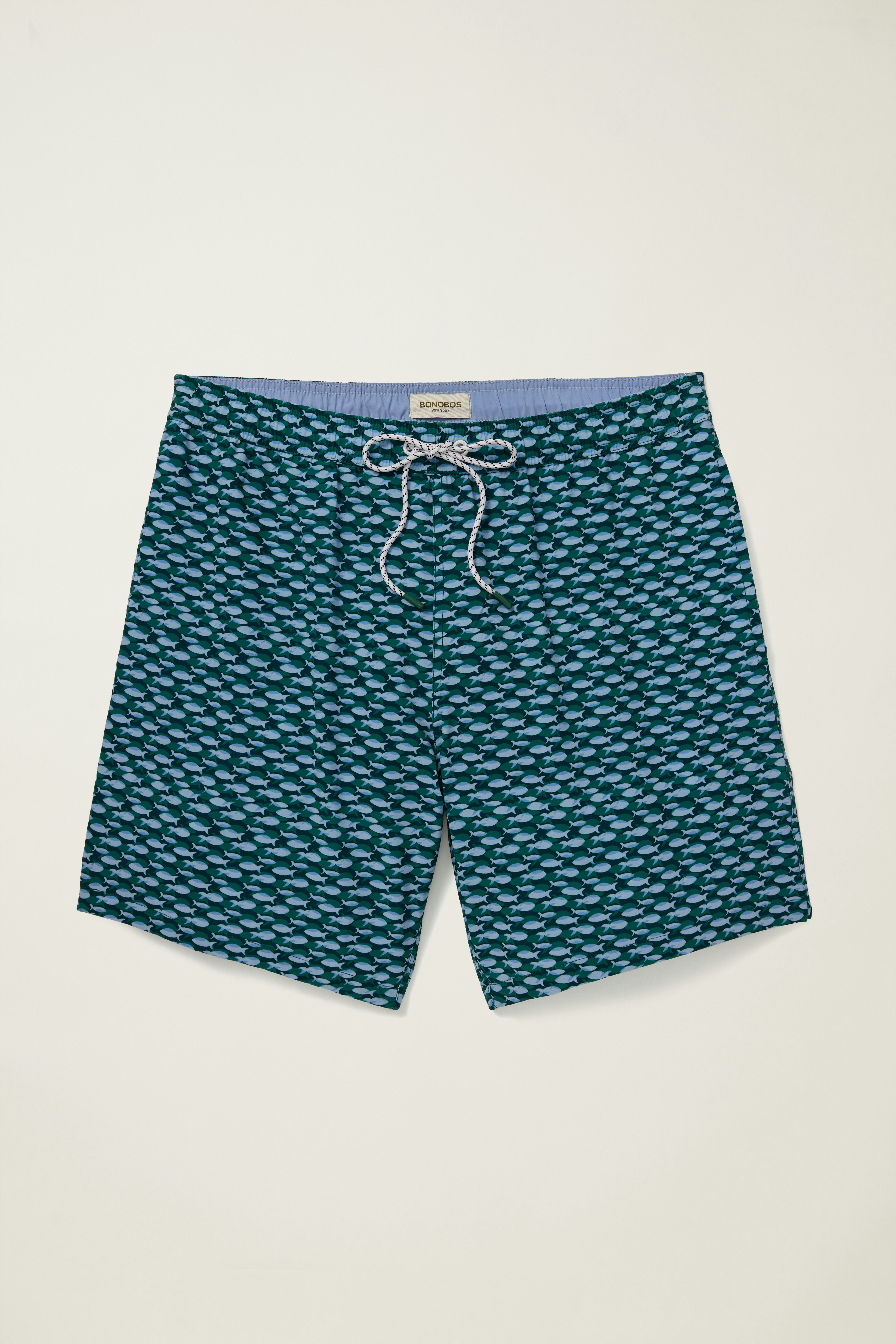 Riviera Swim Trunks blue fishing school