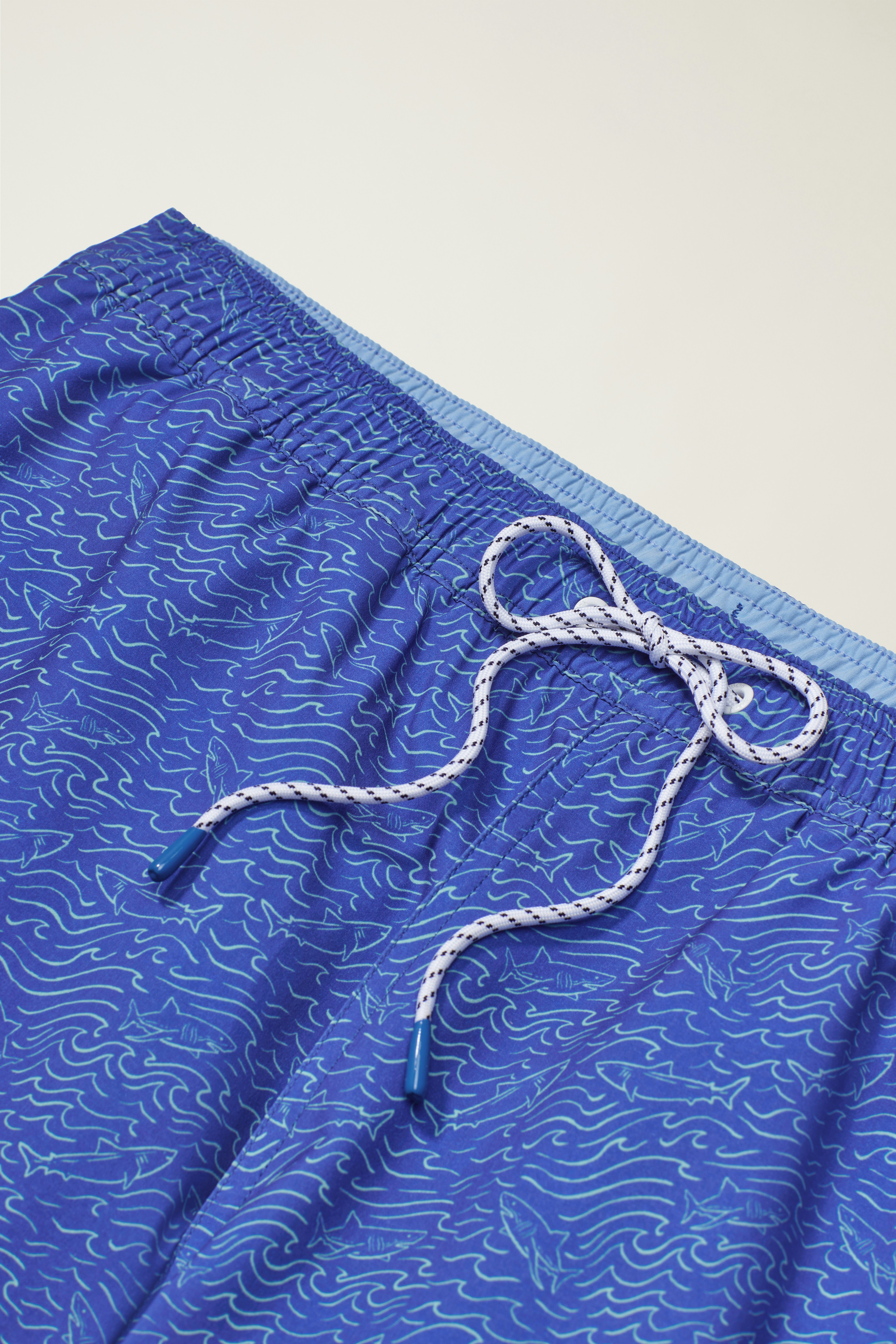 Riviera Swim Trunks blue shark waves 5 Riviera Swim Trunks blue shark waves