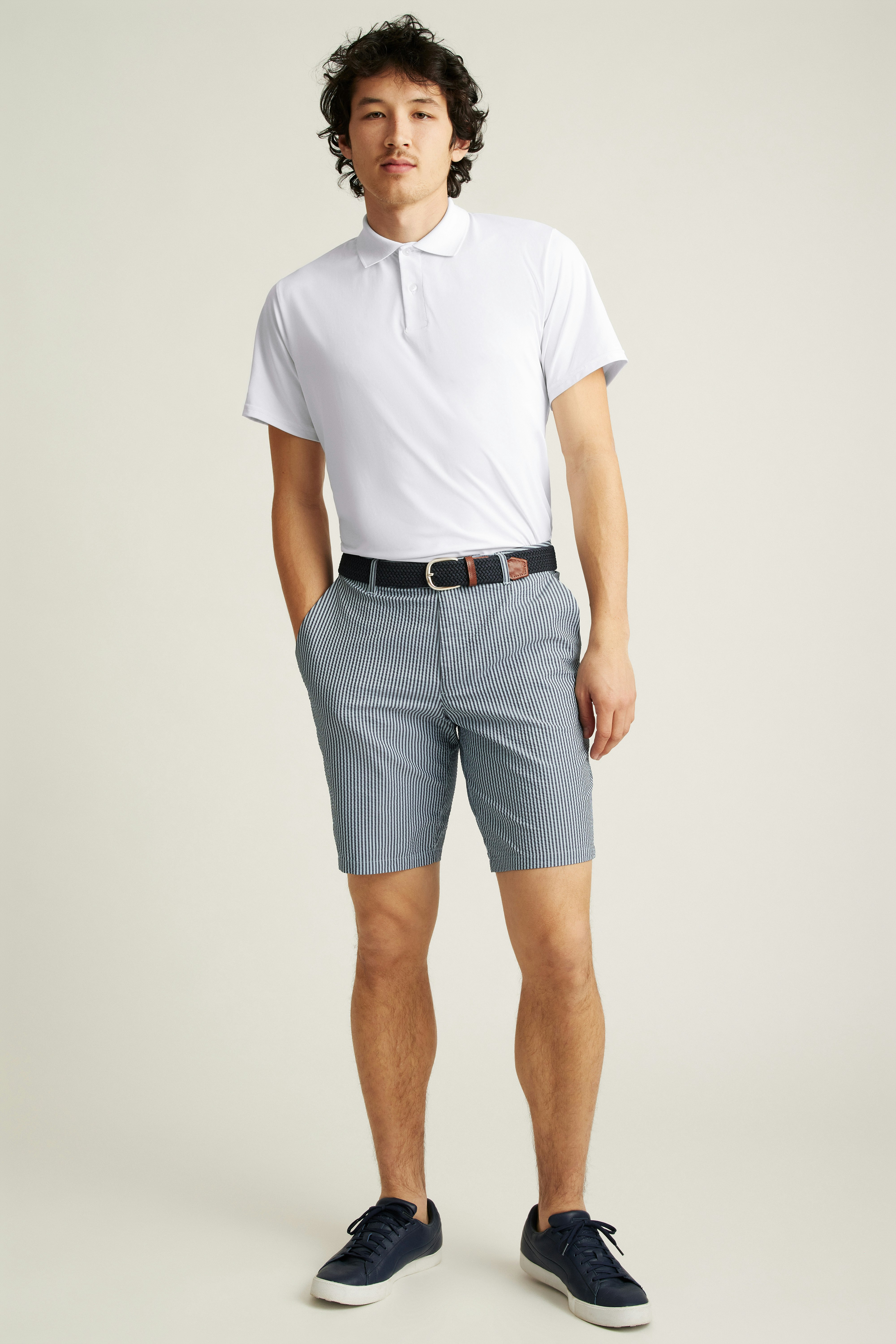 Performance Seersucker Golf Short bluesy stripe