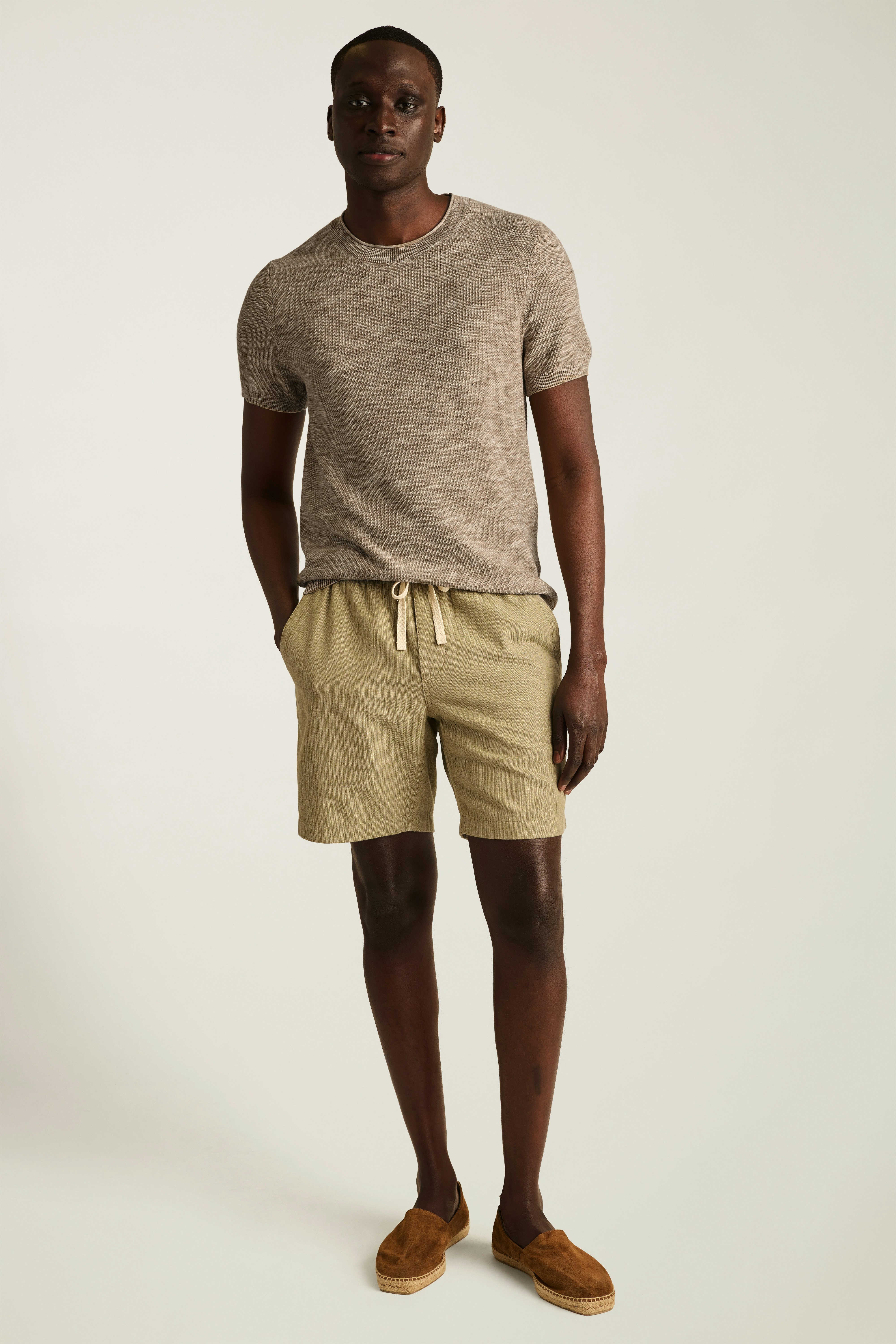 Italian Sweater Tee light beige space dye