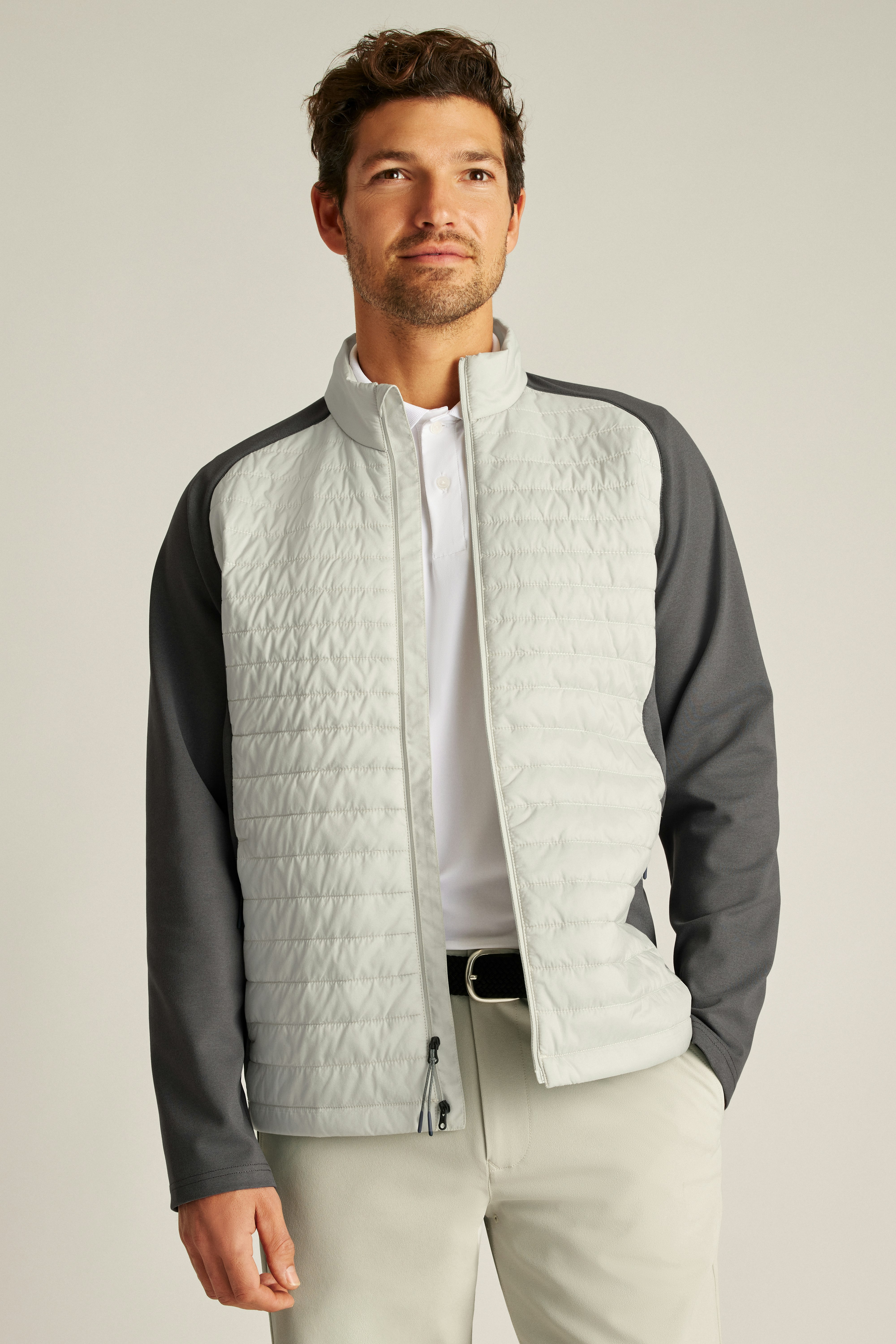 The Lightweight Hybrid Jacket lunar rock grey and lava smoke dark grey