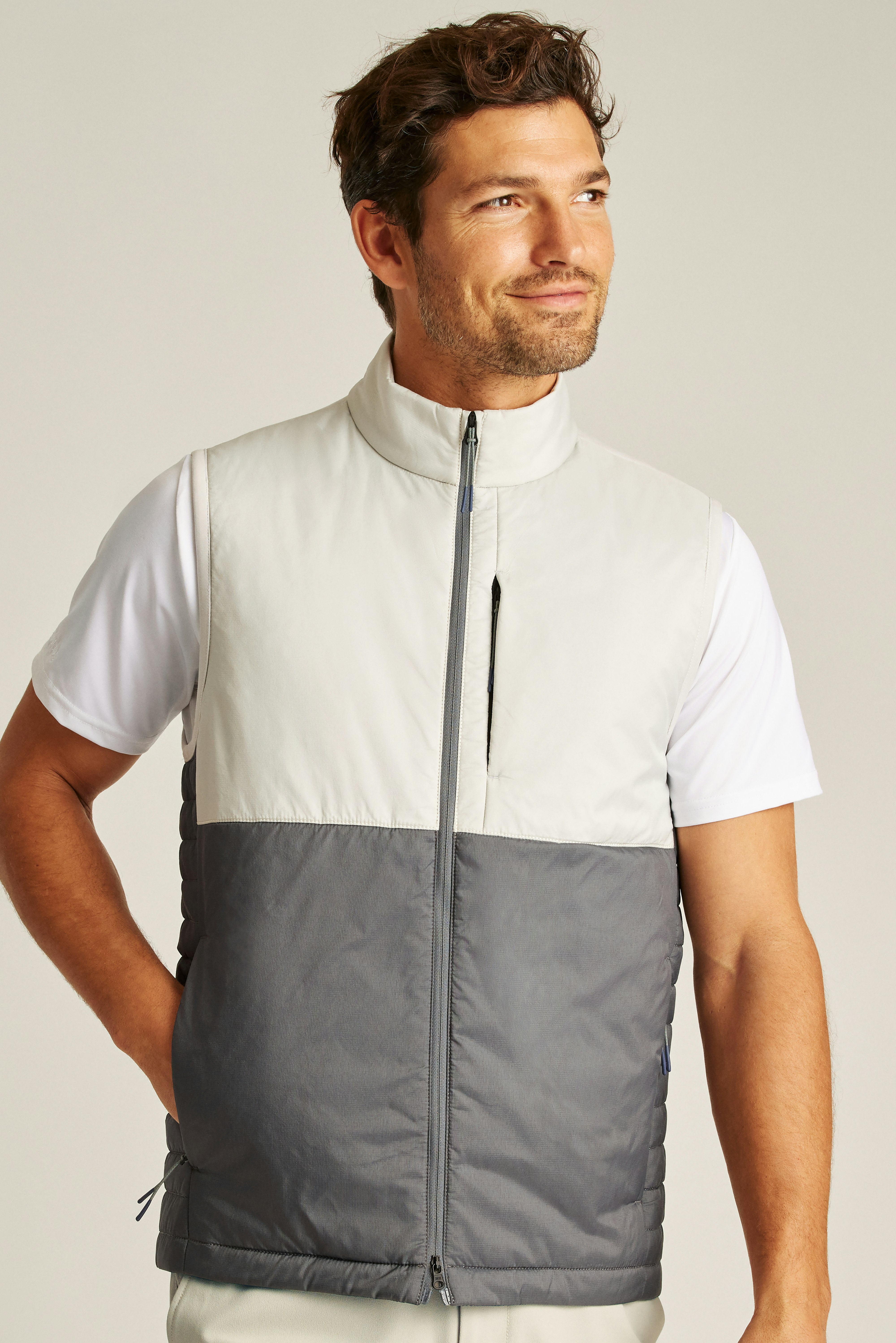 The Lightweight Hybrid Vest lava smoke dark grey and lunar rock grey