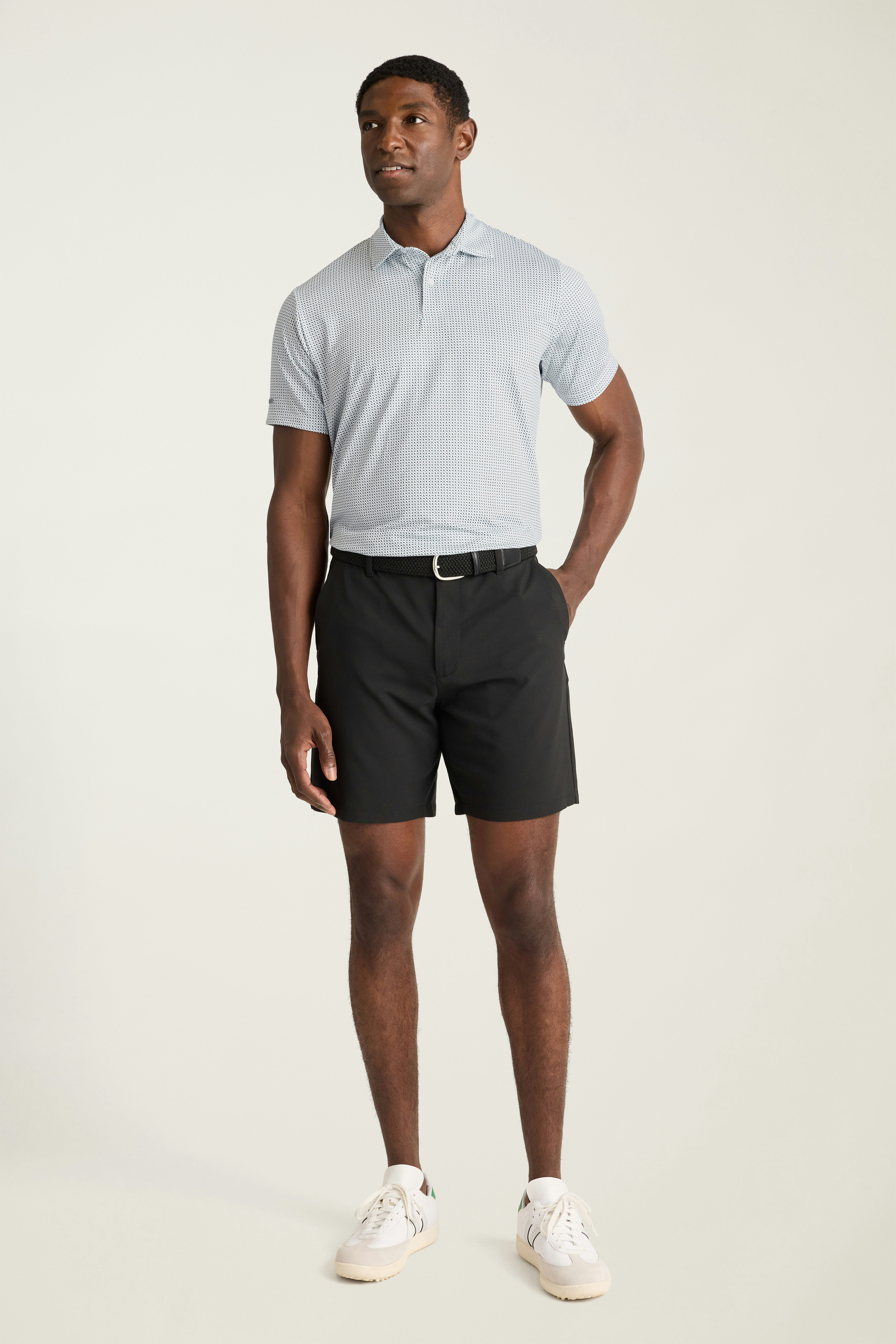 Performance Golf Polo white green geo