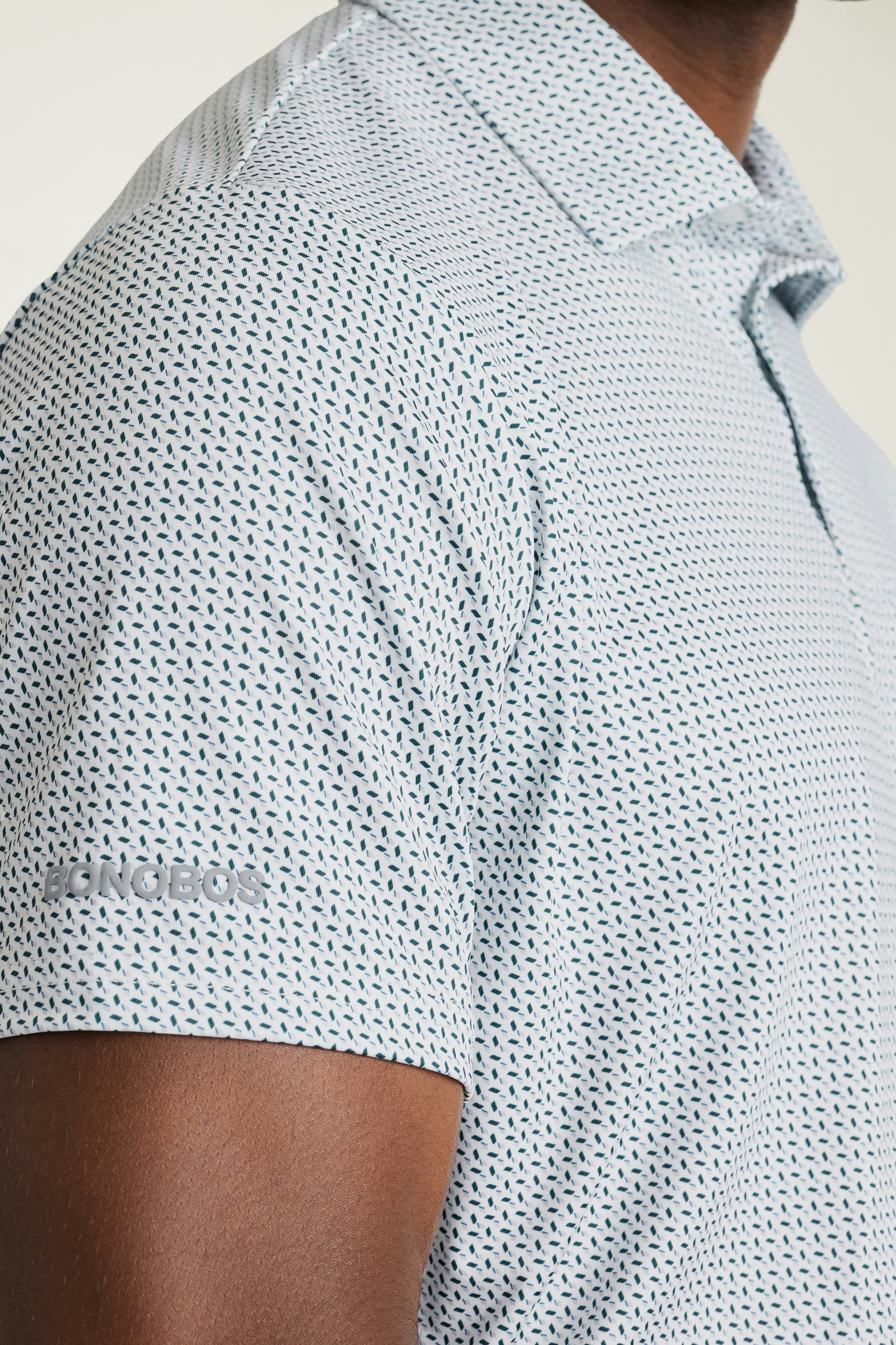 Performance Golf Polo white green geo