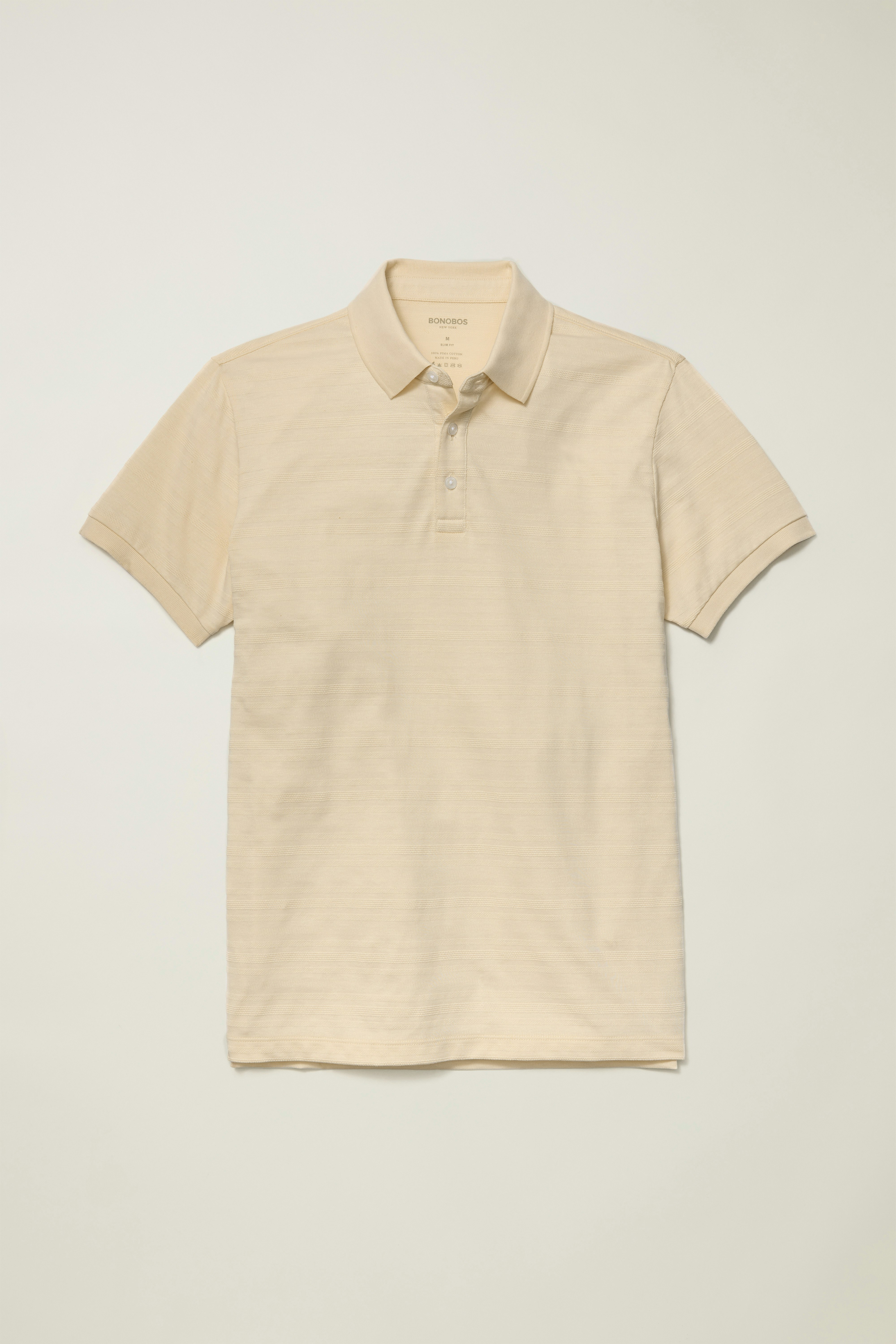 Stretch Pique Polo ivory texture stripe