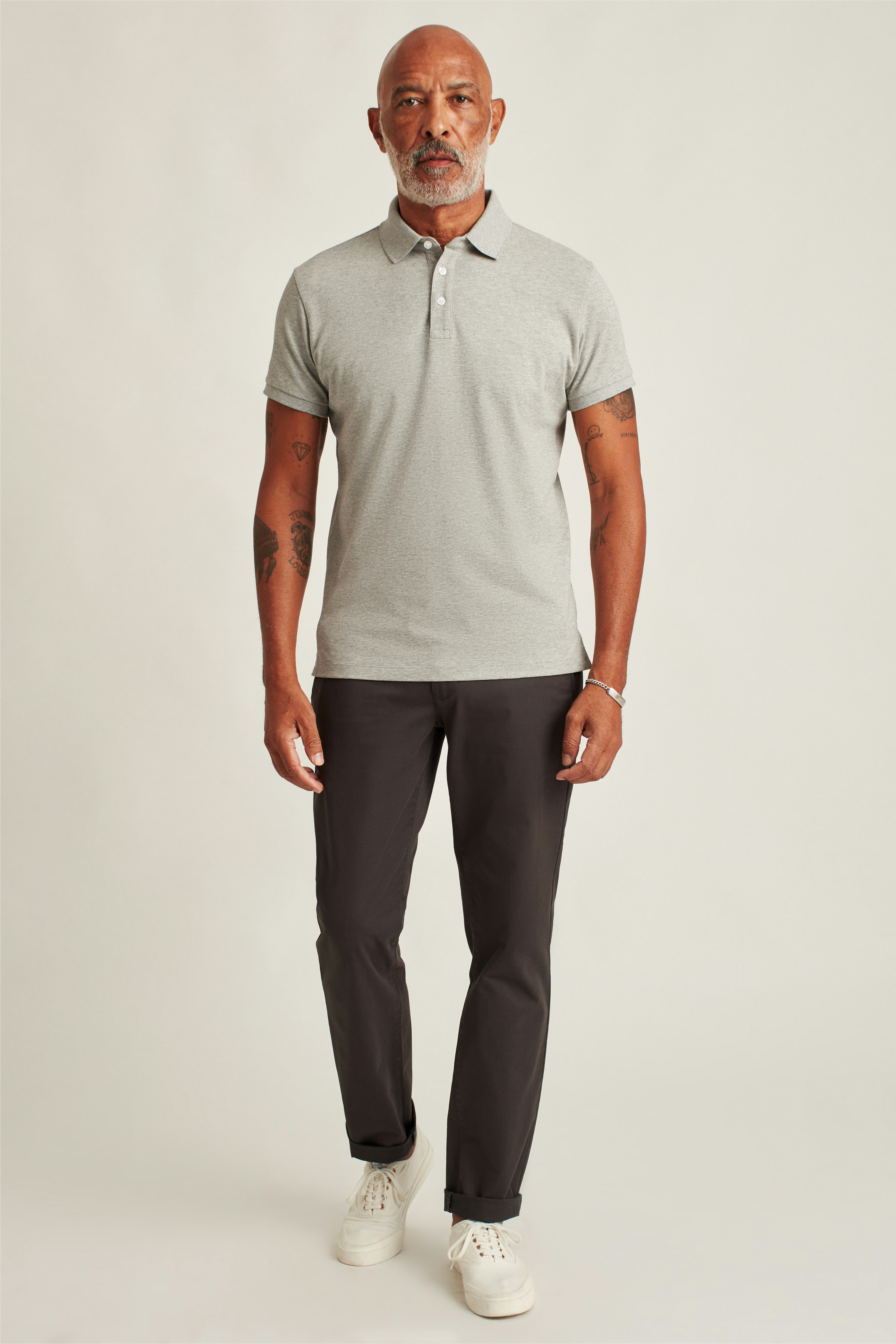 Stretch Pique Polo heather light grey