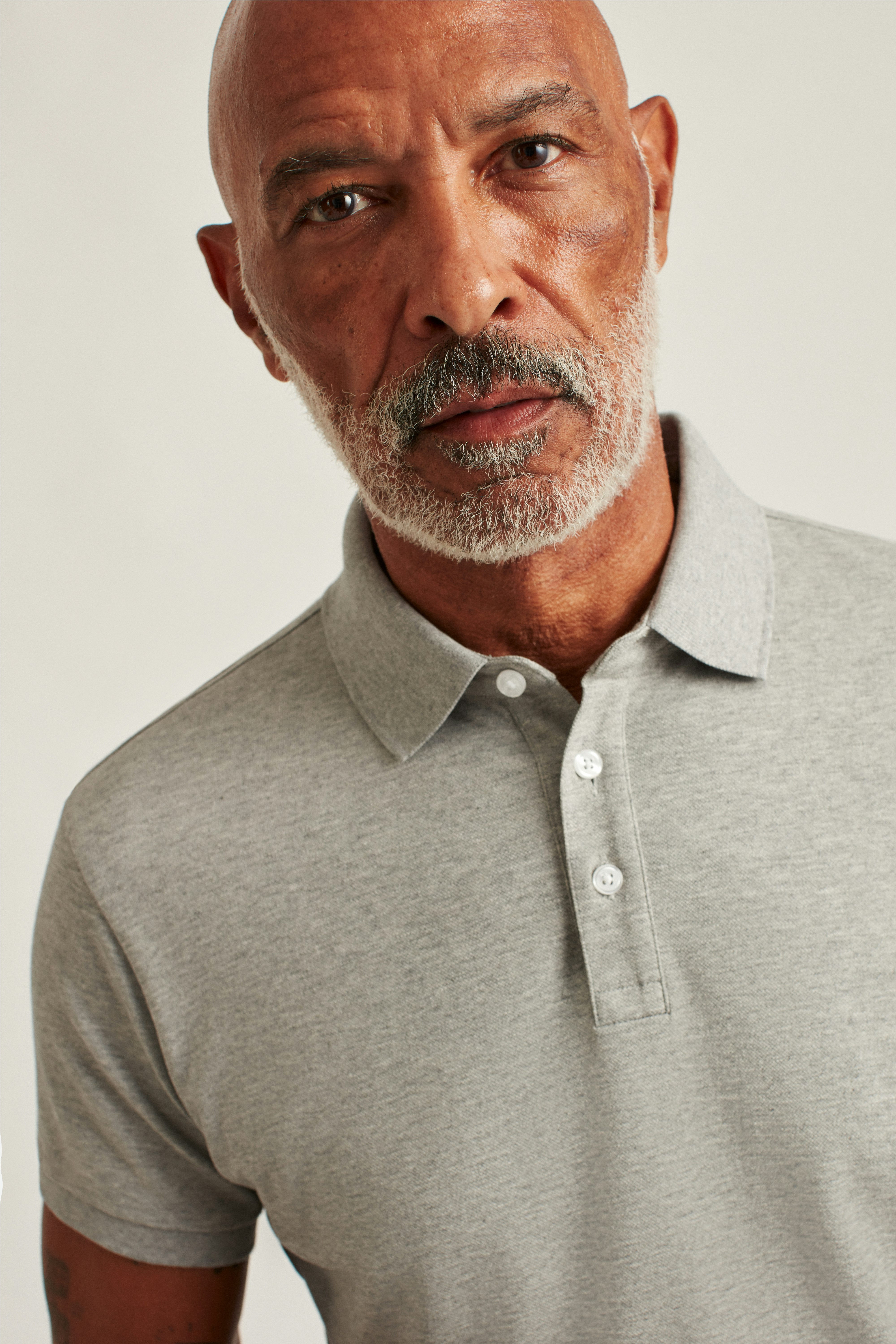 Stretch Pique Polo heather light grey