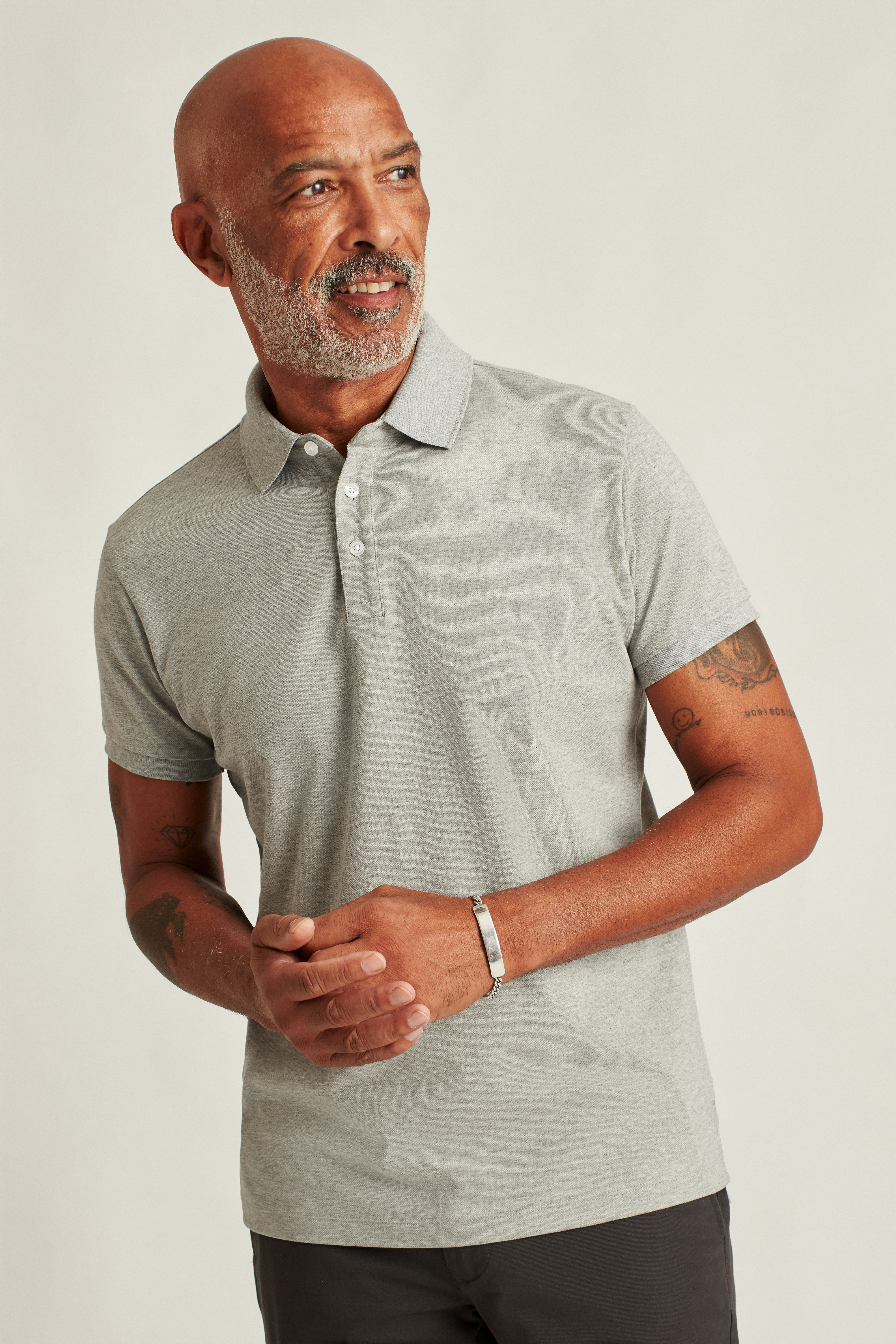 Stretch Pique Polo heather light grey 3 Stretch Pique Polo heather light grey