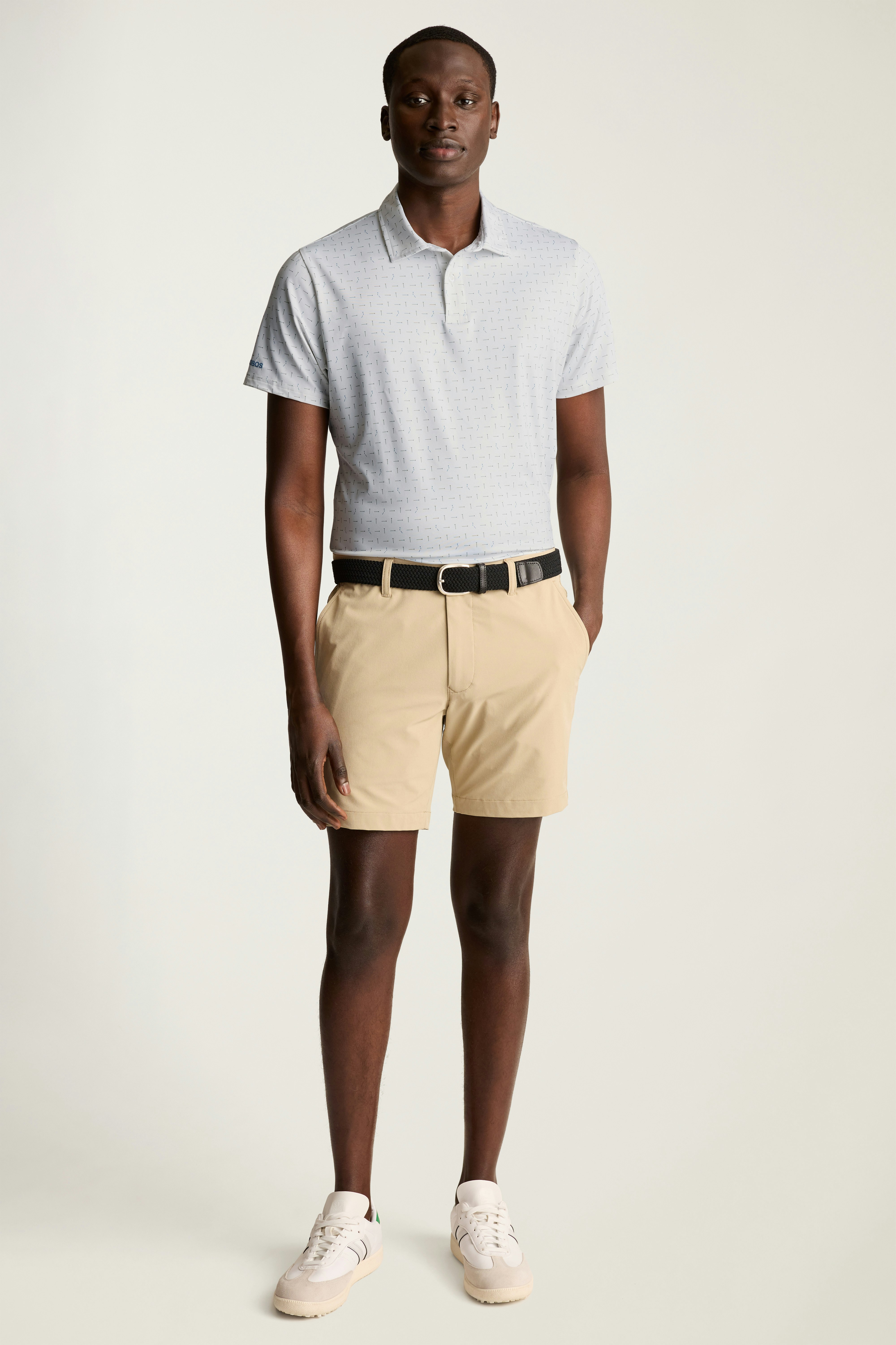 Performance Golf Polo white broken tee geo