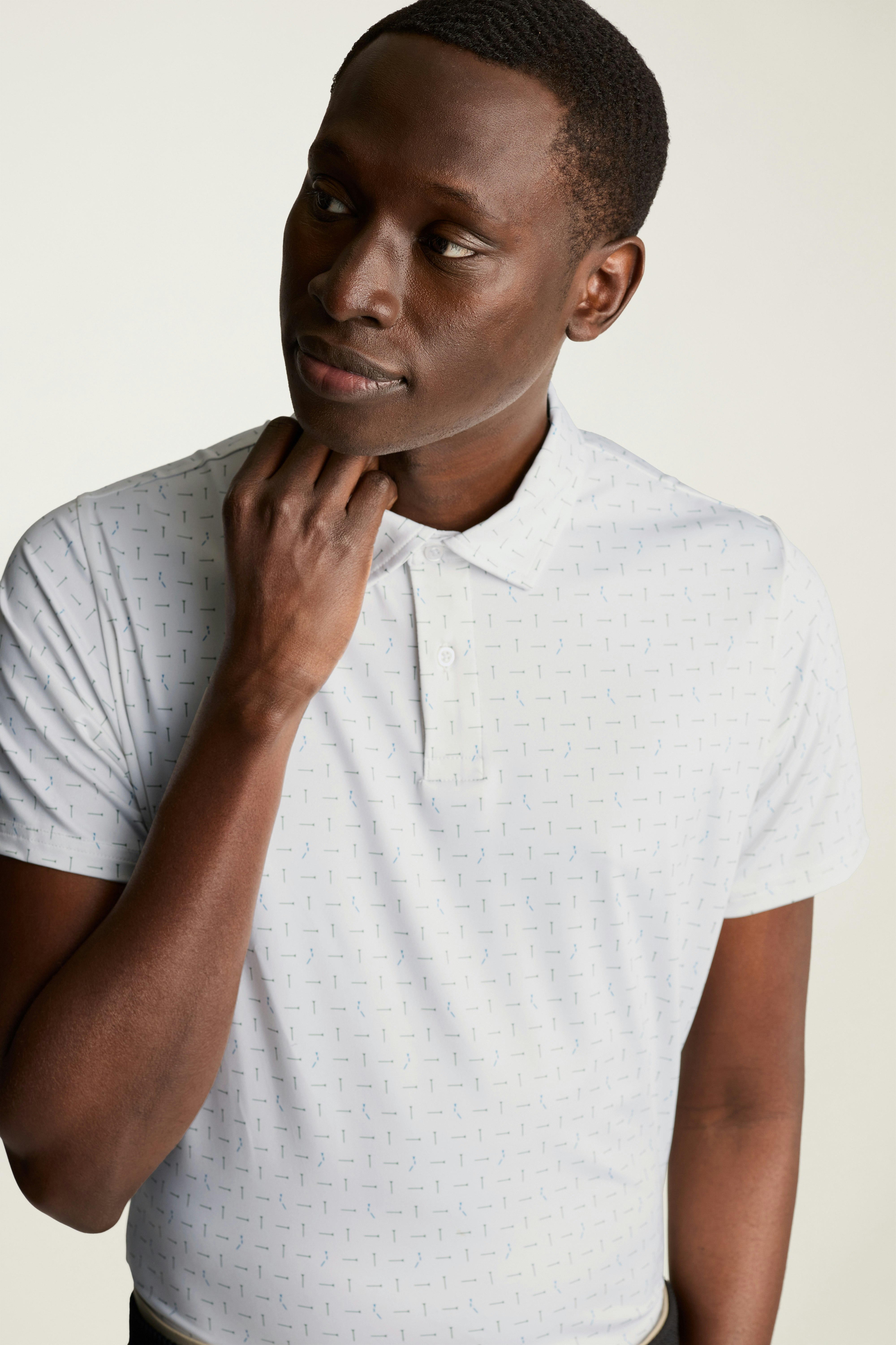 Performance Golf Polo white broken tee geo 3 Performance Golf Polo white broken tee geo