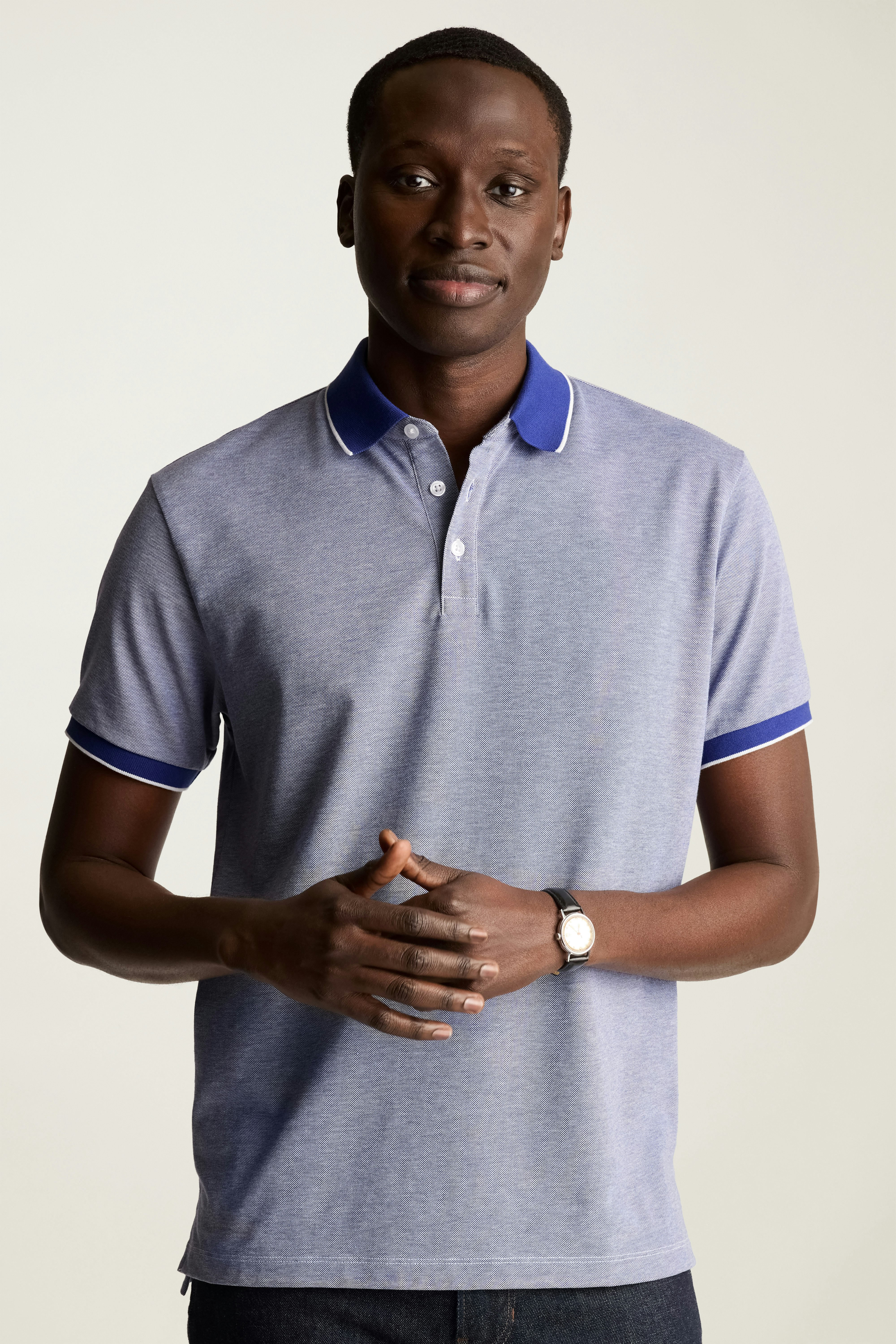 Stretch Pique Polo twilight blue birdseye