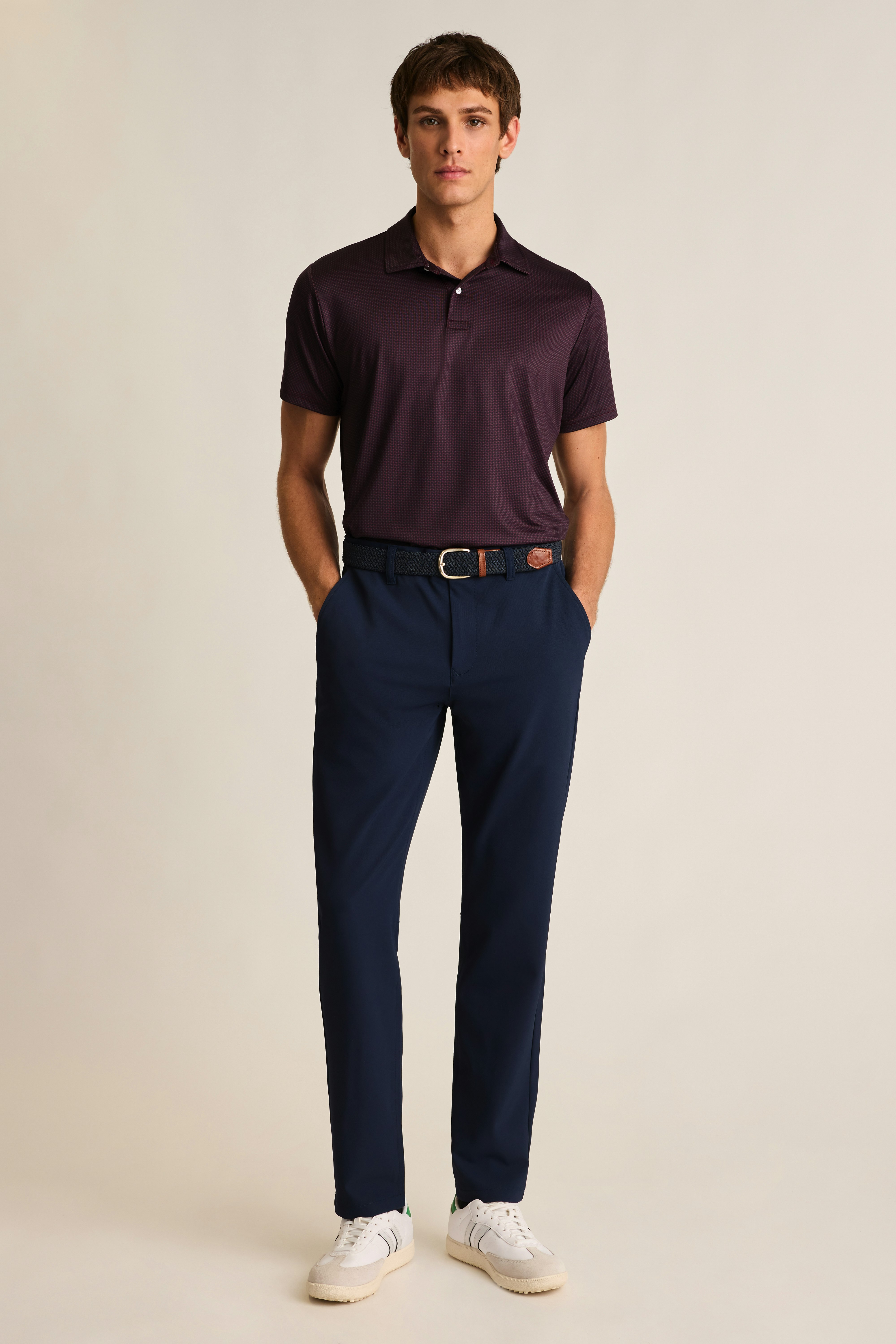 Performance Golf Polo maroon houndstooth