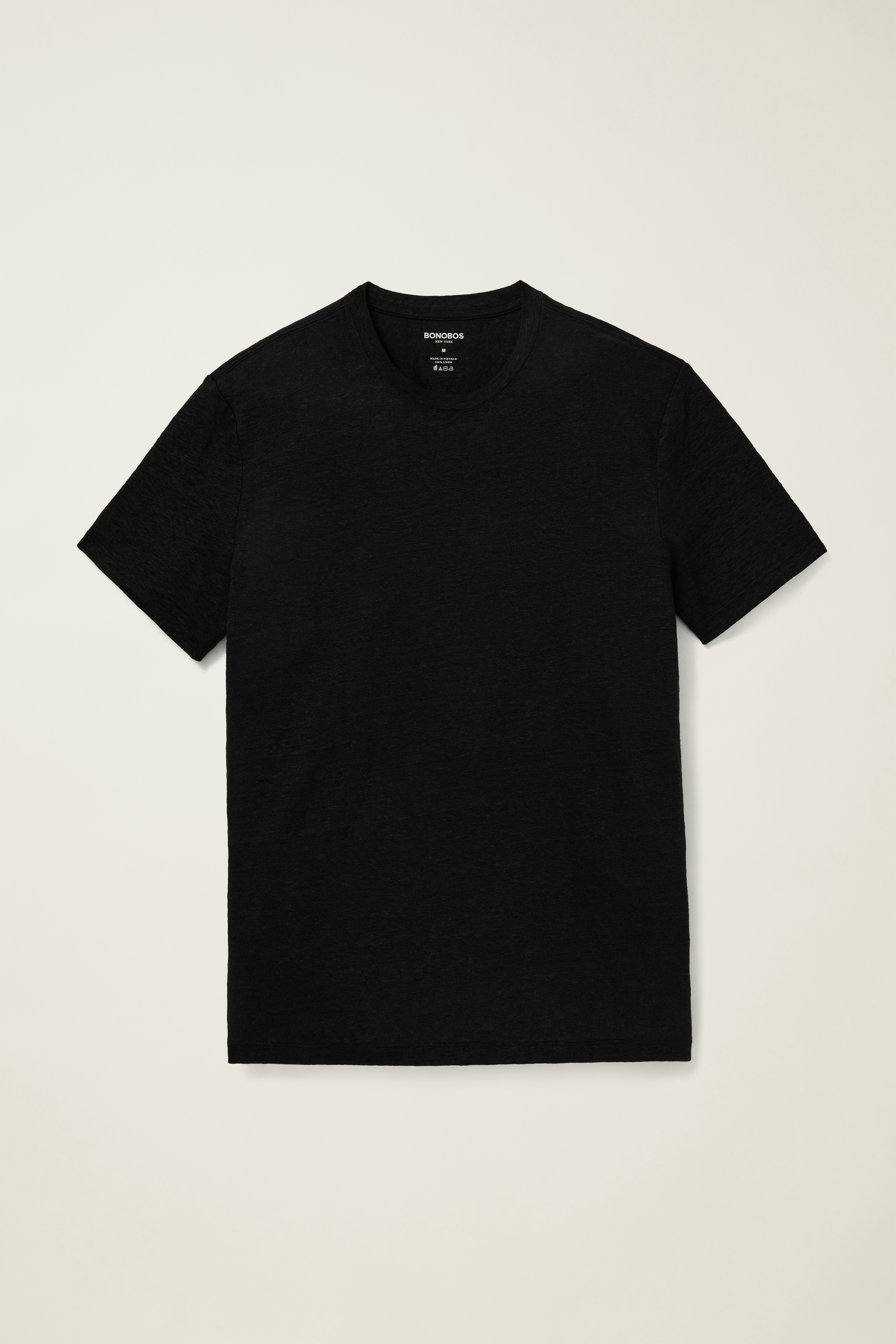 Linen Crew Neck Tee black