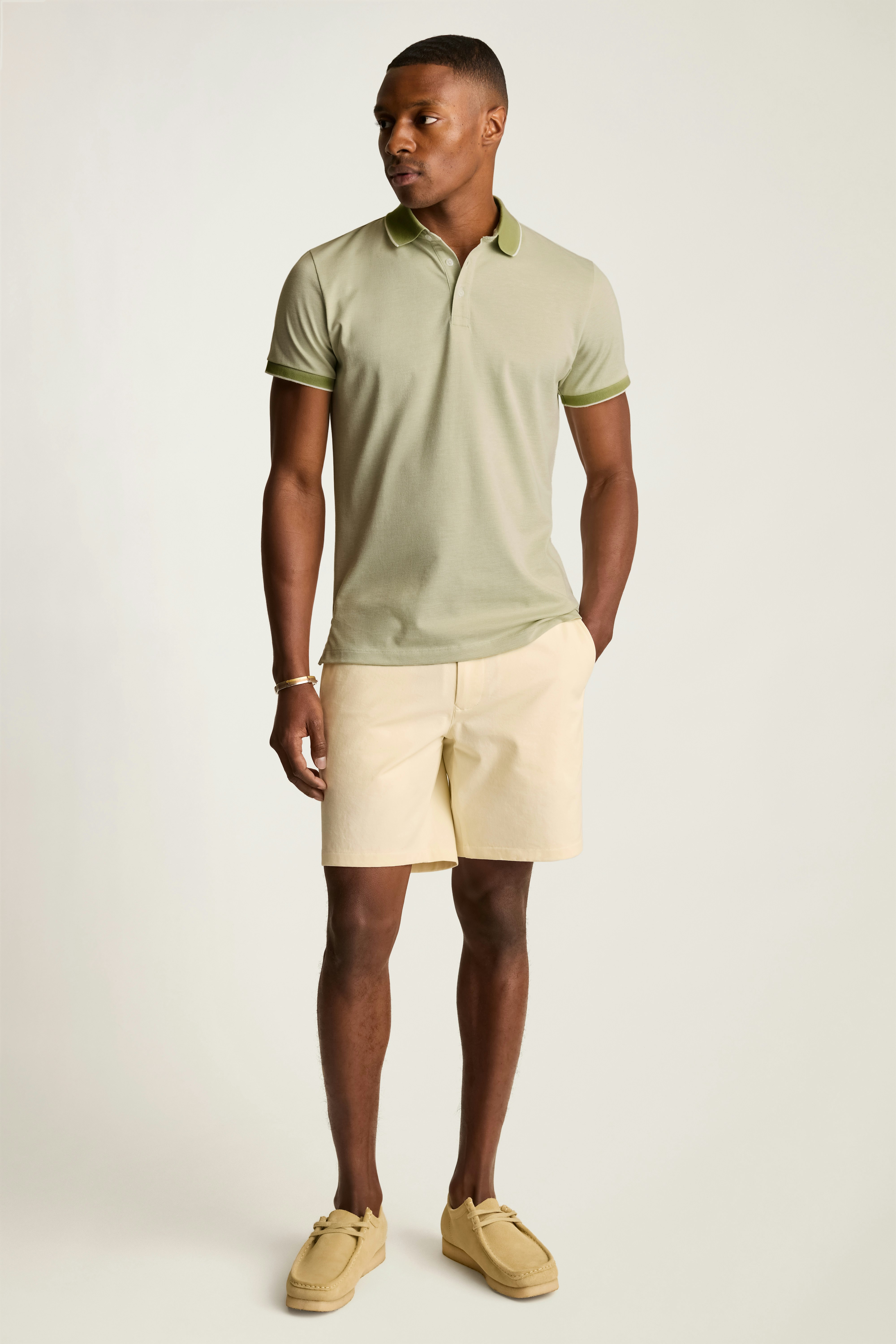 Stretch Pique Polo light green heather