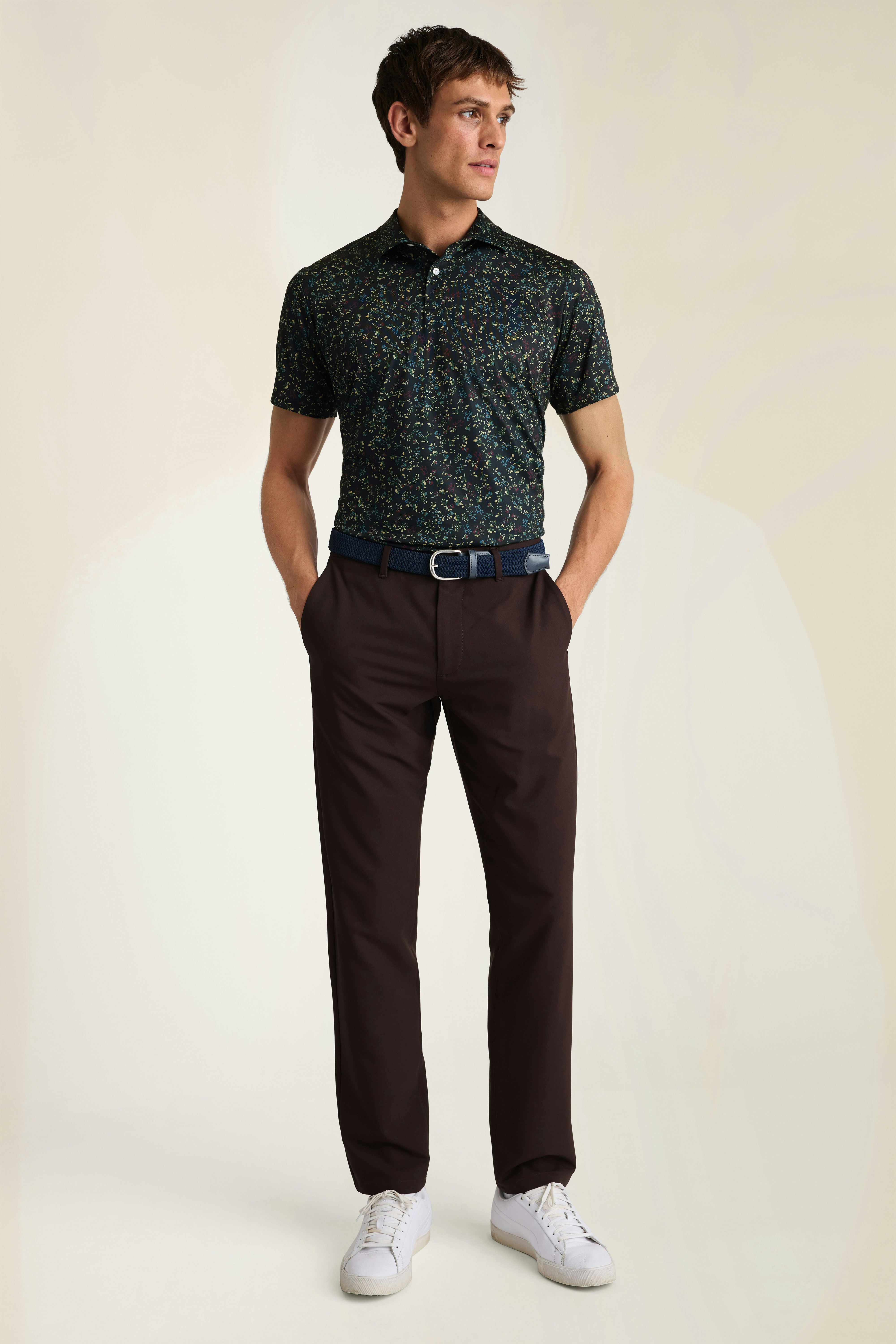 Performance Golf Polo fall dark floral