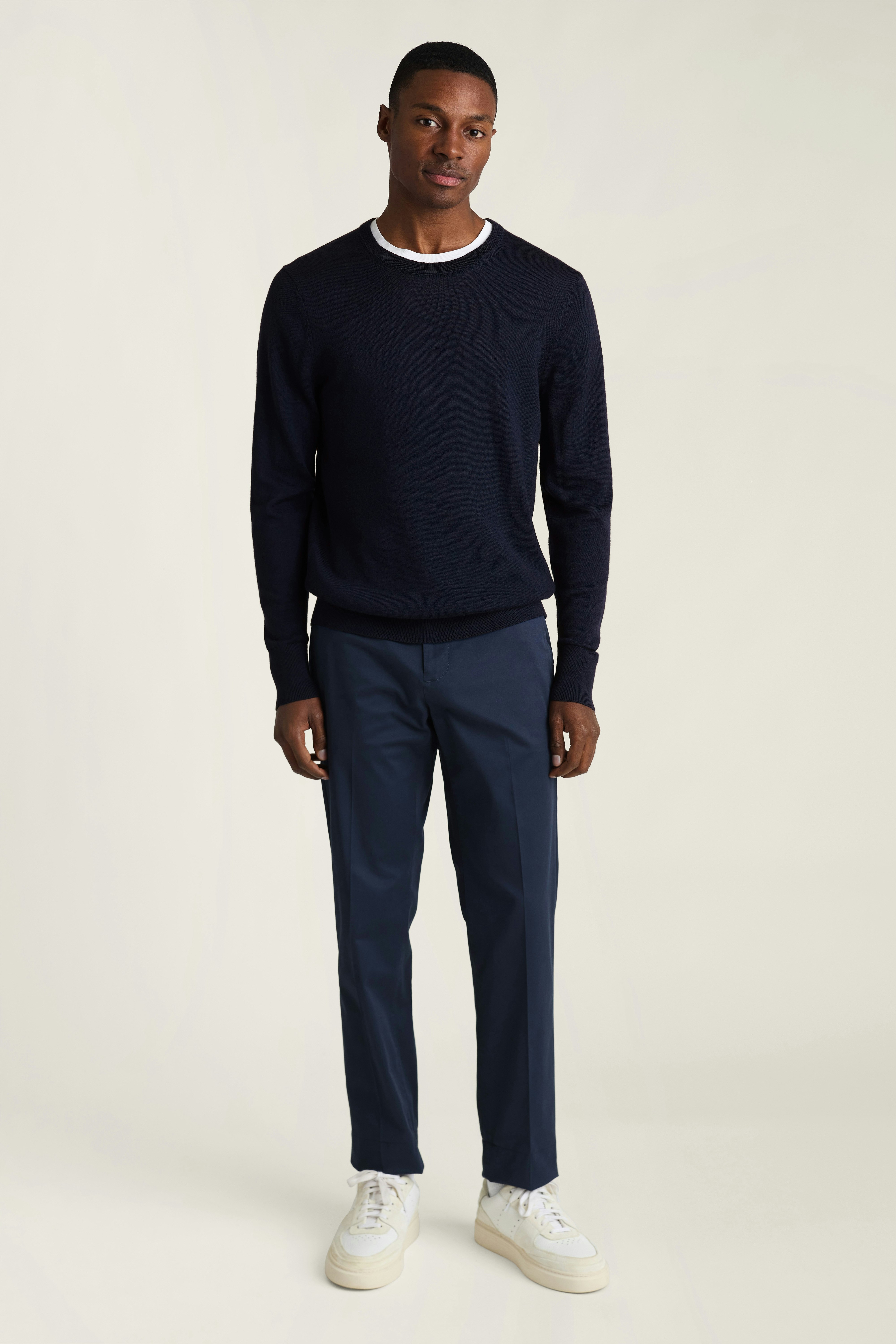 Washable Merino Crew Neck Sweater navy