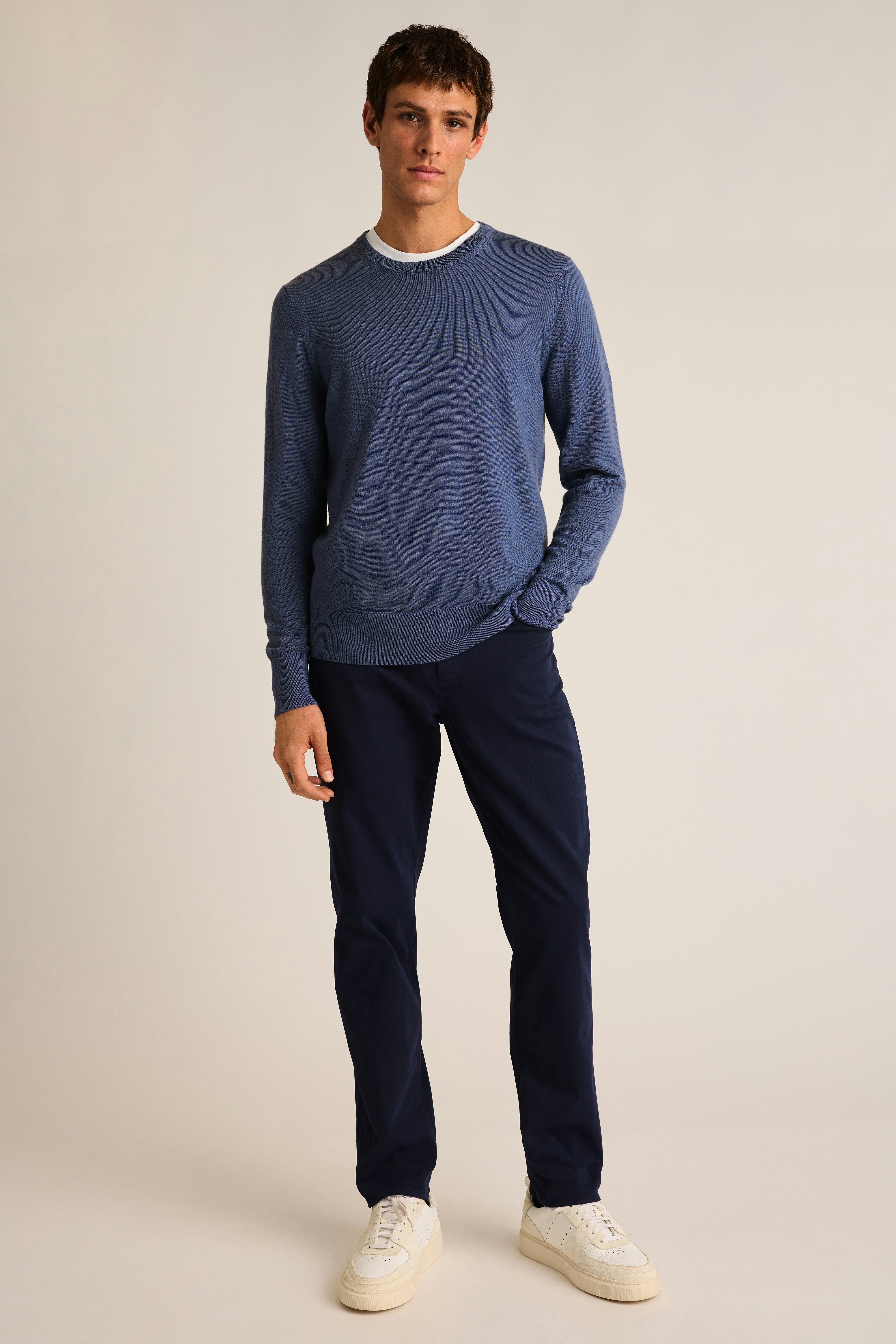Washable Merino Crew Neck Sweater medium blue