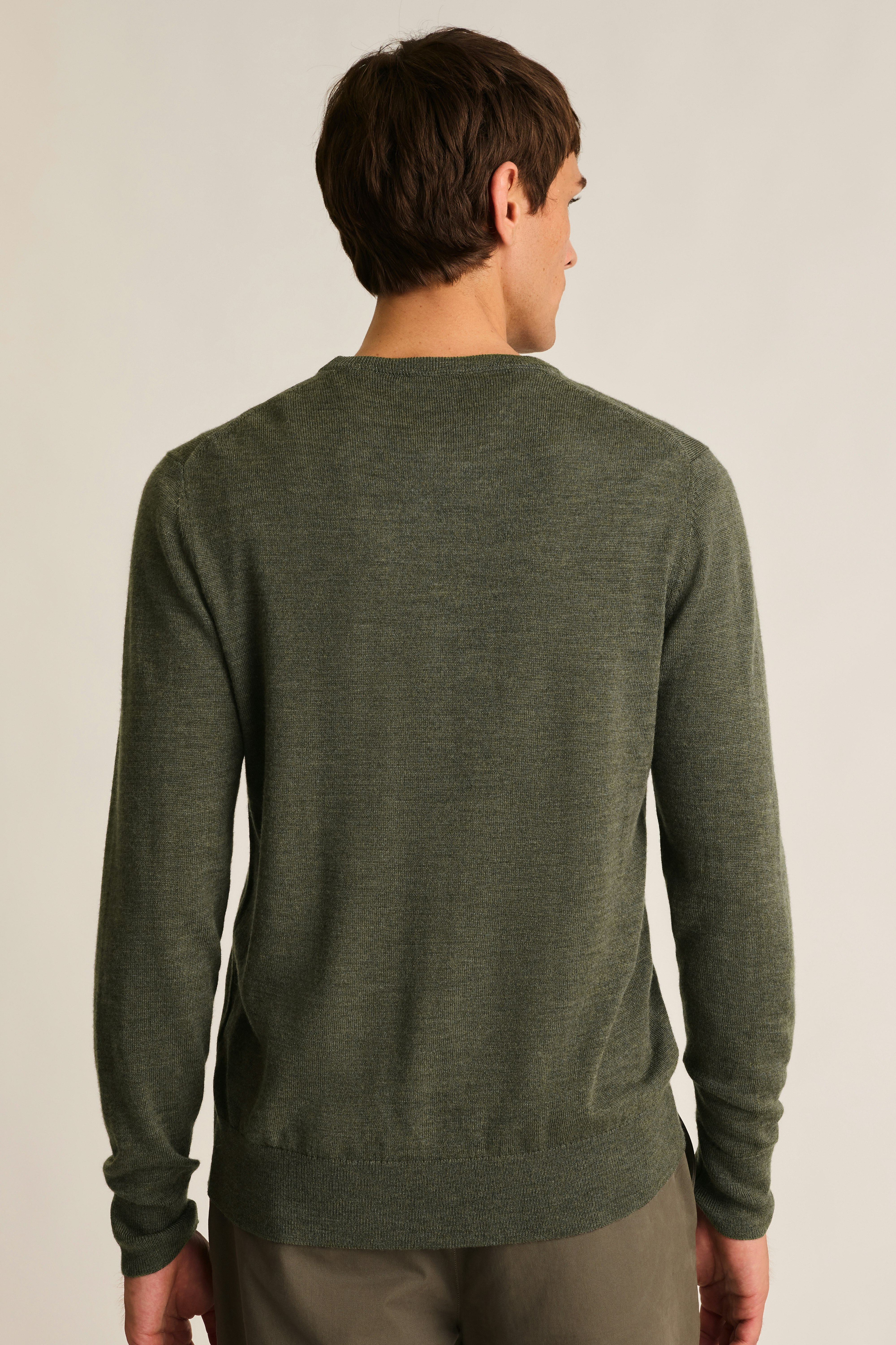 Washable Merino Crew Neck Sweater olive green heather 4 Washable Merino Crew Neck Sweater olive green heather