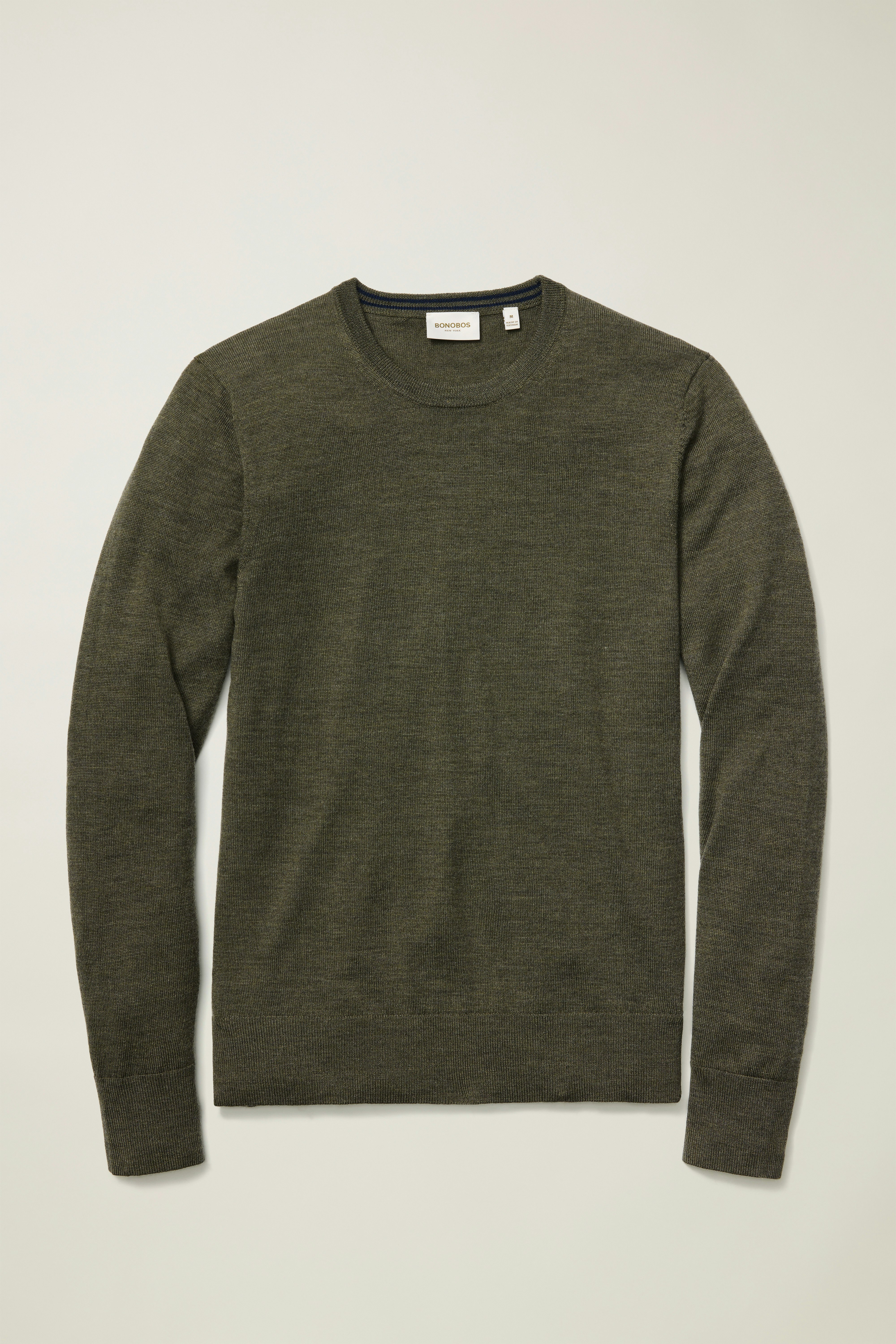 Washable Merino Crew Neck Sweater olive green heather 5 Washable Merino Crew Neck Sweater olive green heather