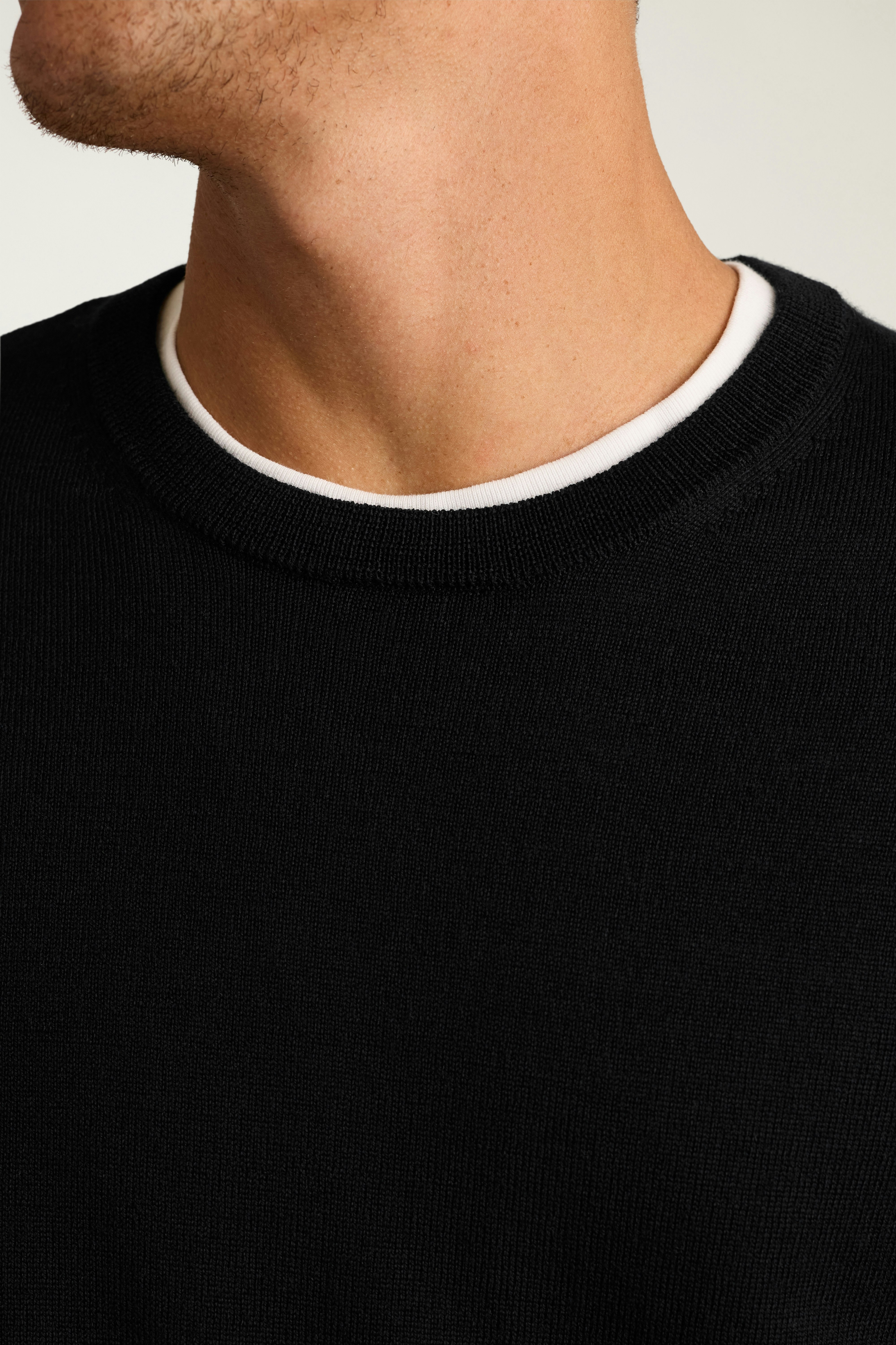 Washable Merino Crew Neck Sweater jet black