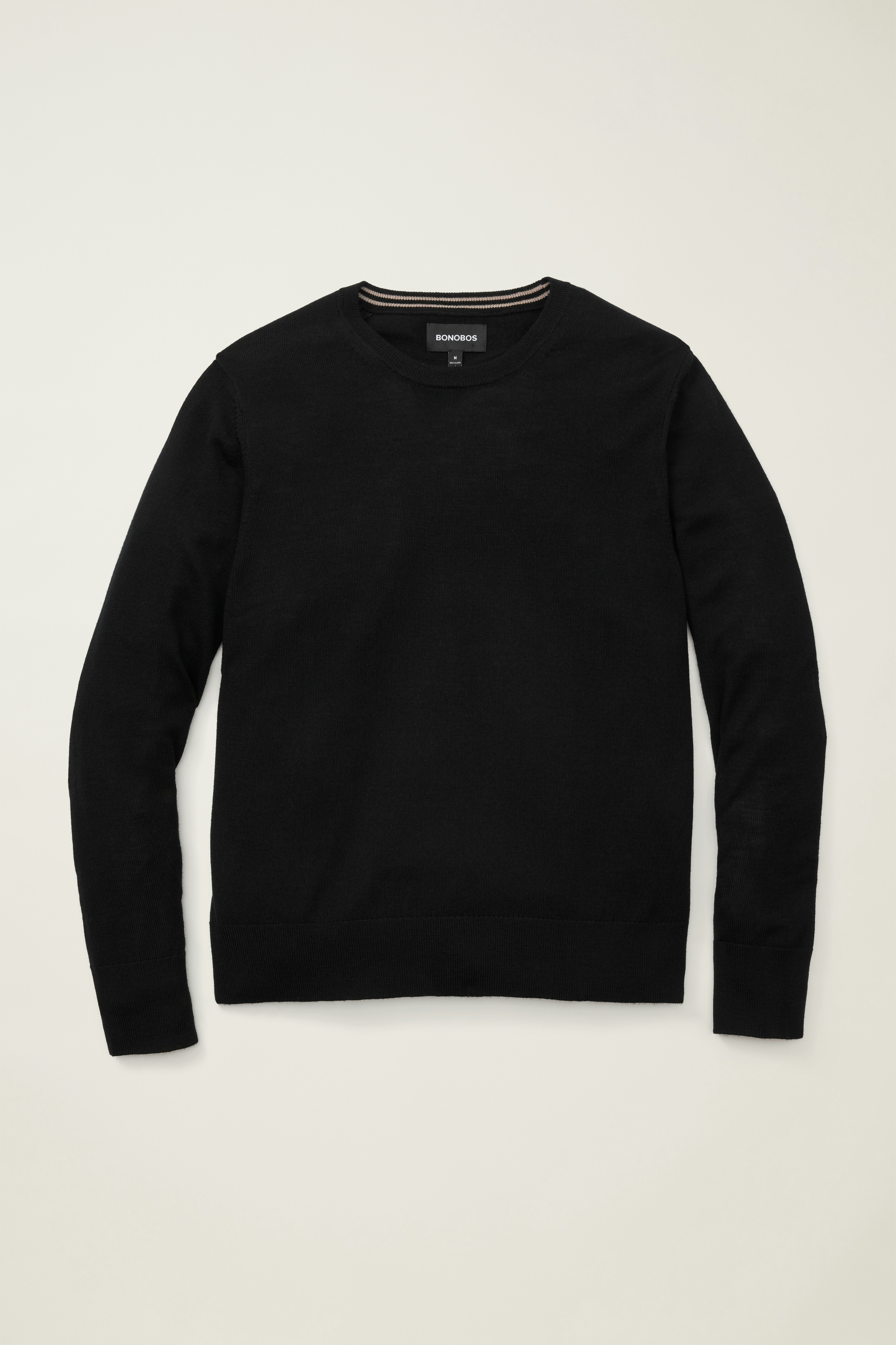 Washable Merino Crew Neck Sweater jet black