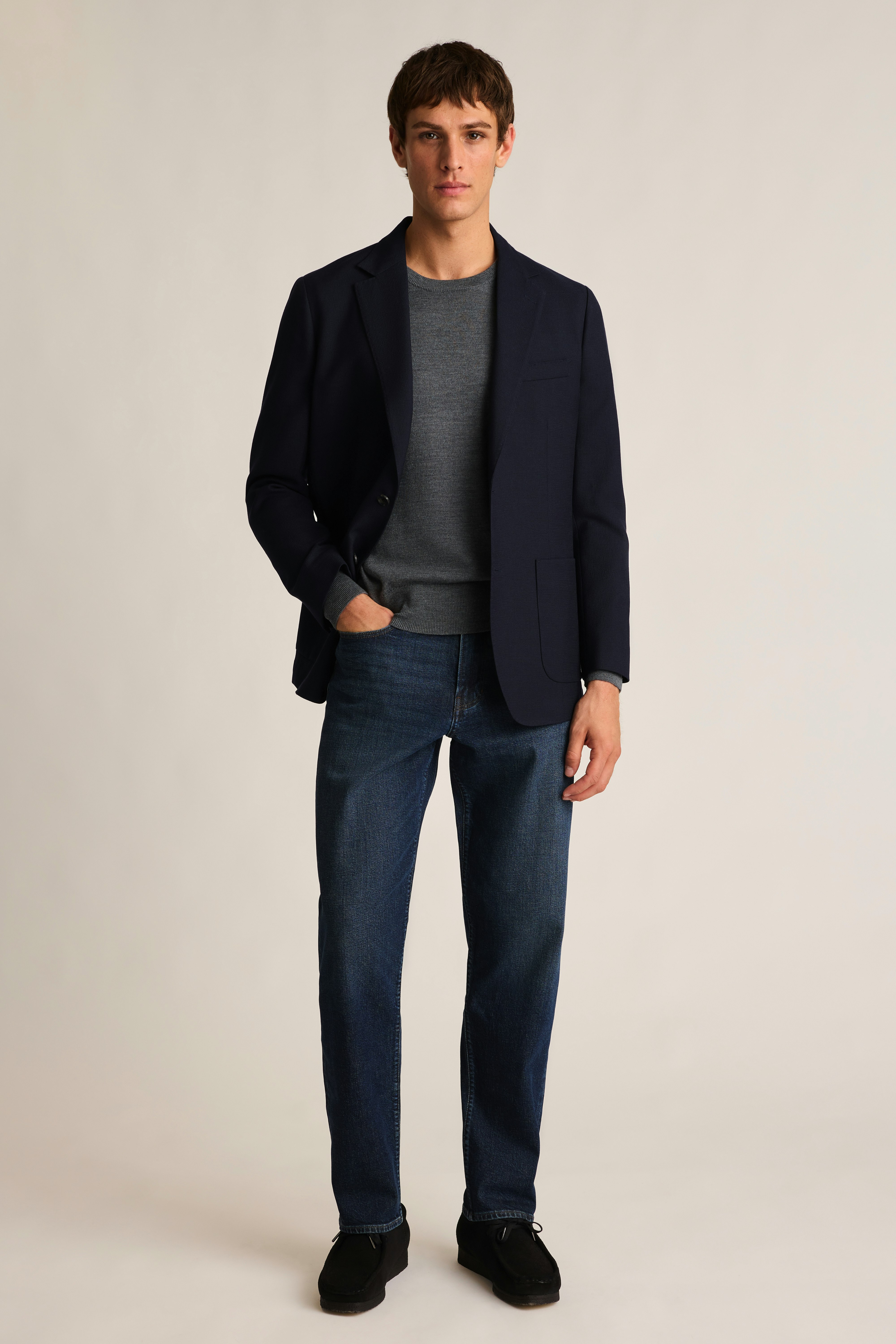 Washable Merino Crew Neck Sweater charcoal grey