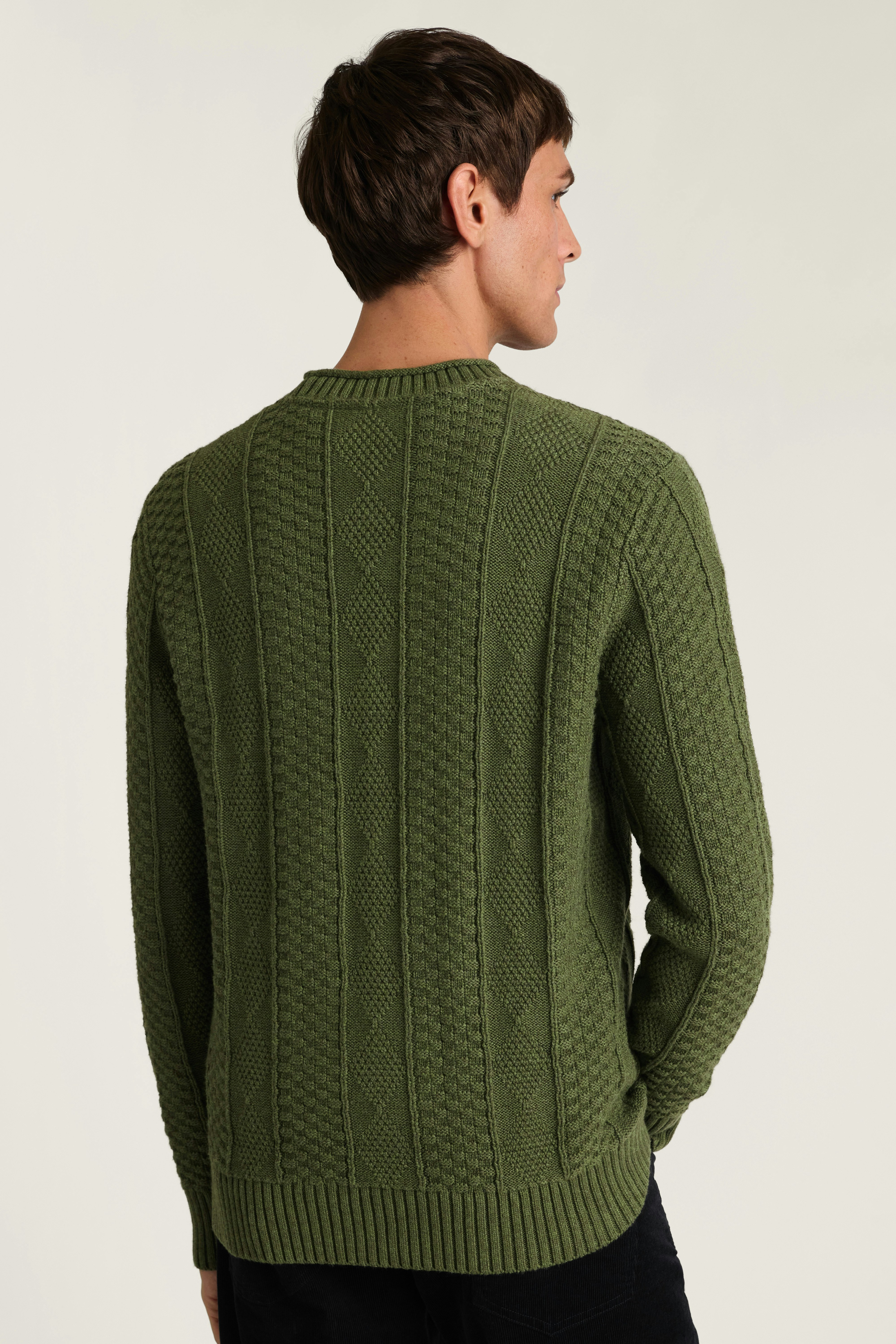 Cotton Cashmere Roll Neck Sweater olive green