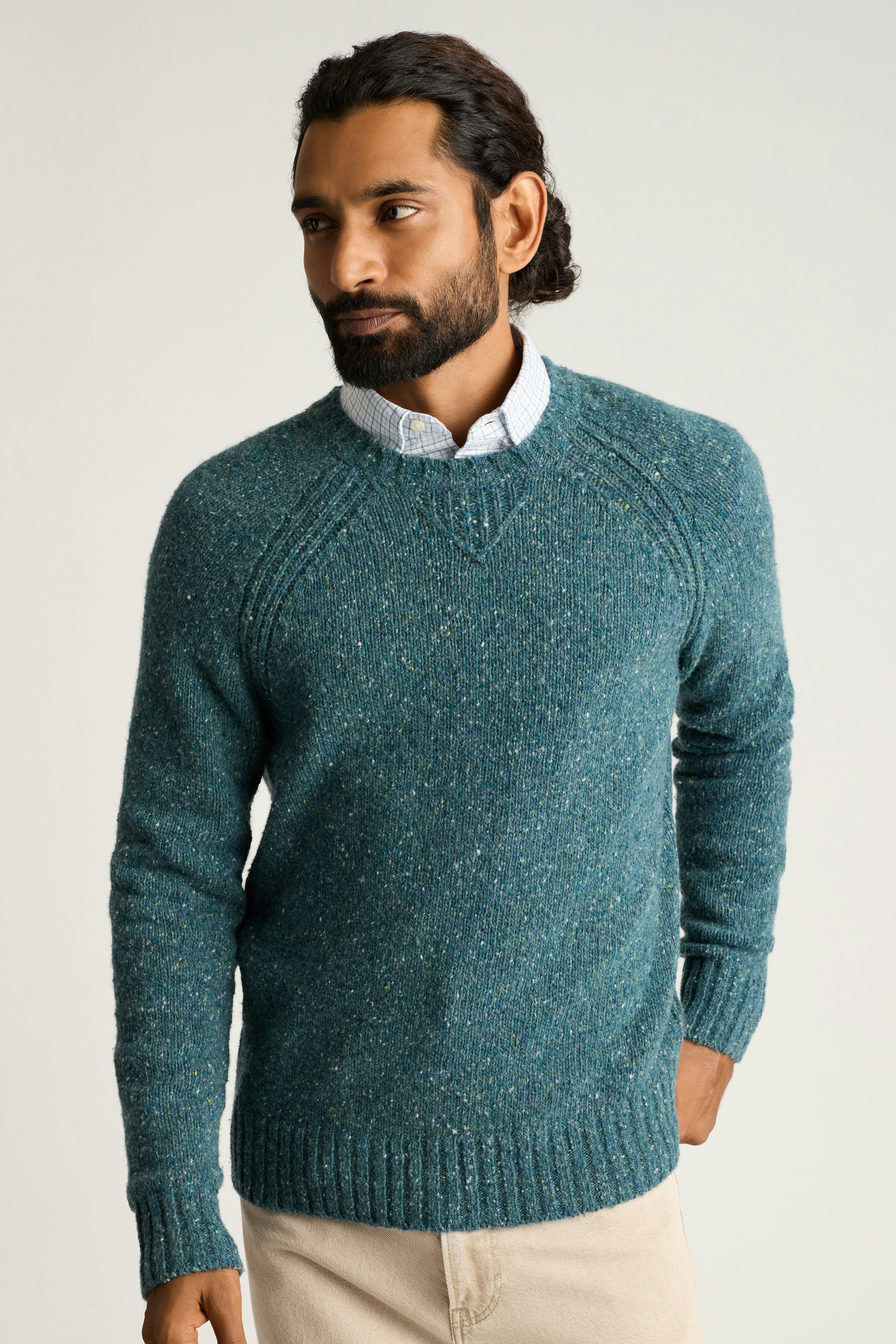 Donegal Crew Neck Sweater mid blue
