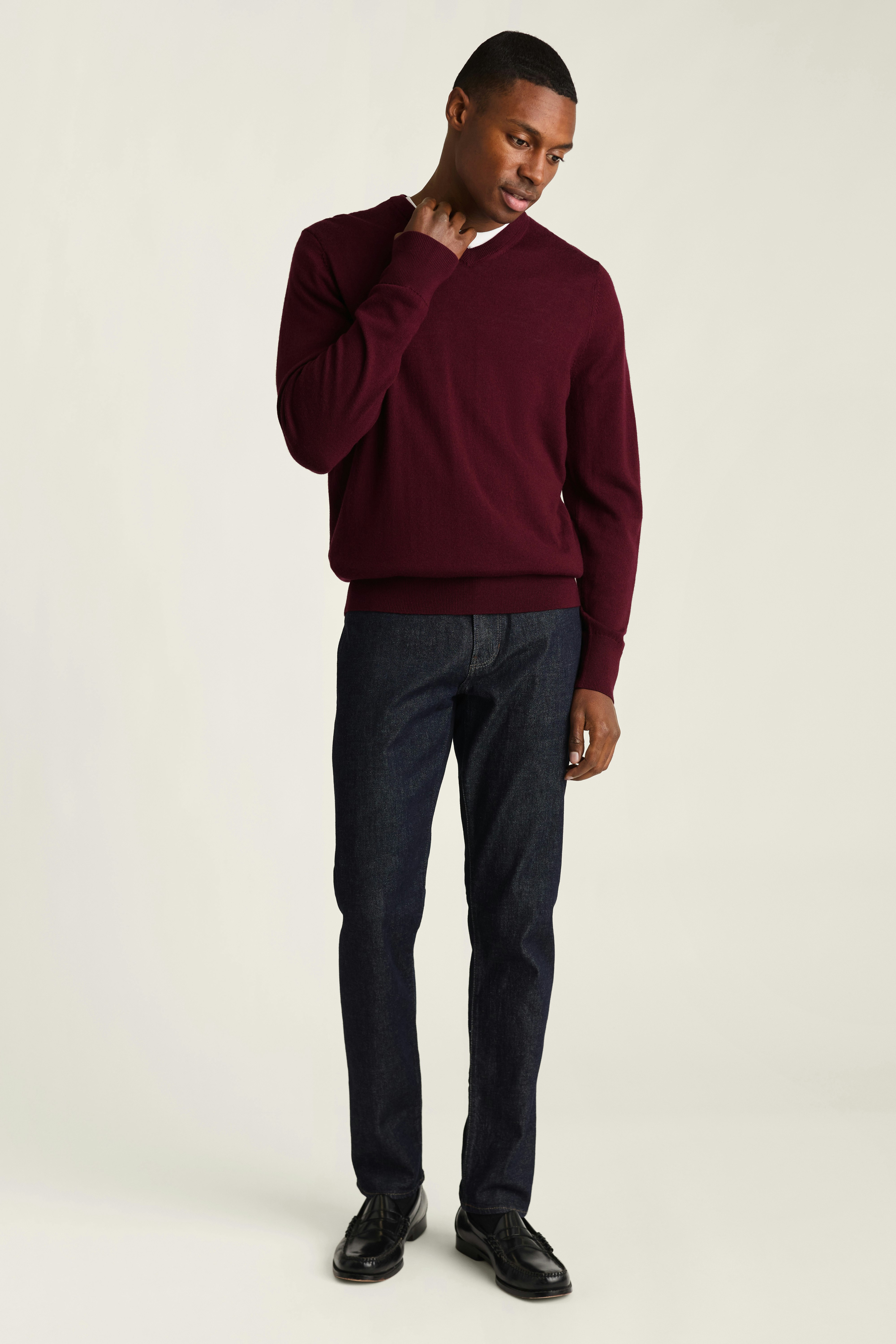 Washable Merino V-Neck Sweater bordeaux