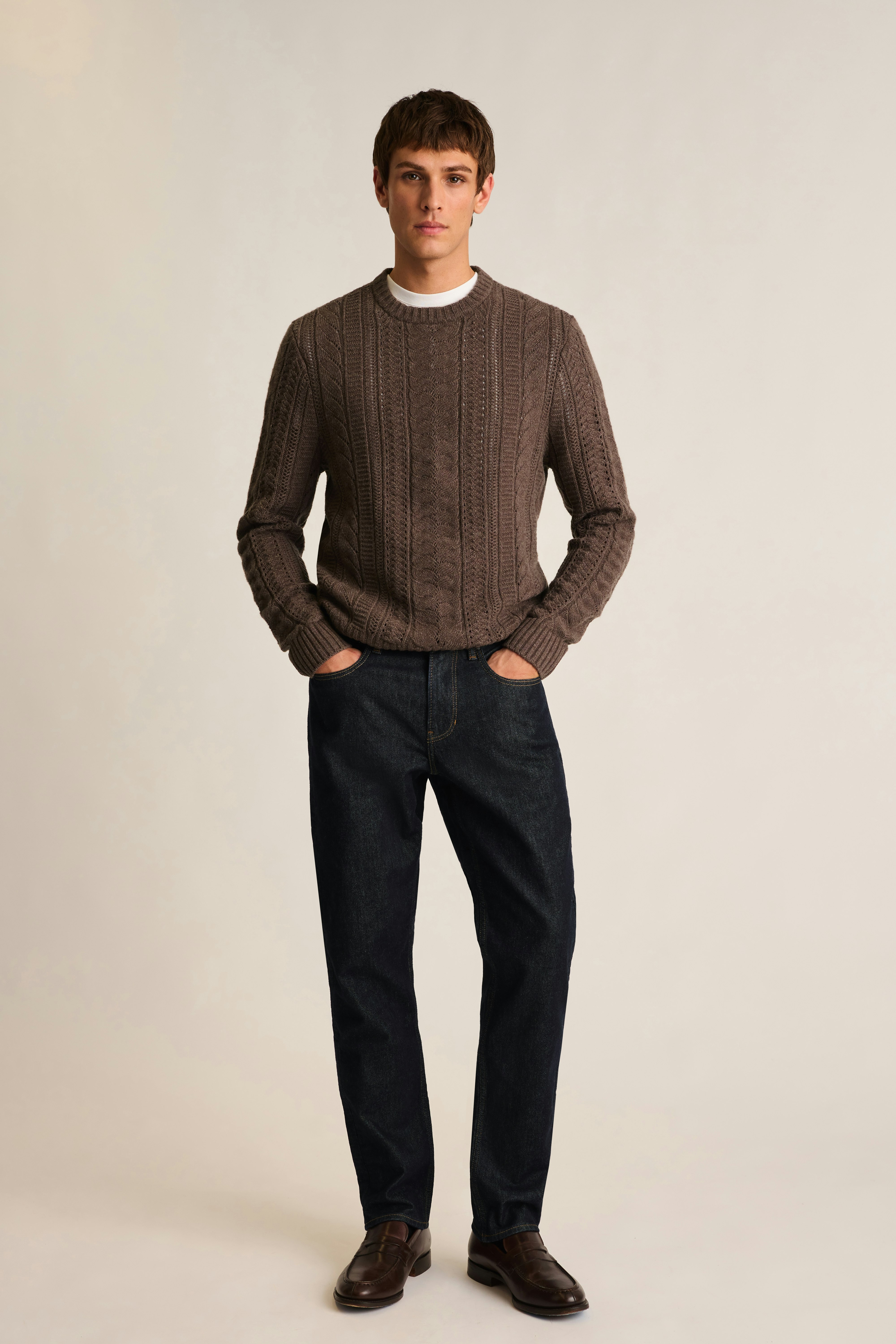 Merino Cable Sweater cocoa brown