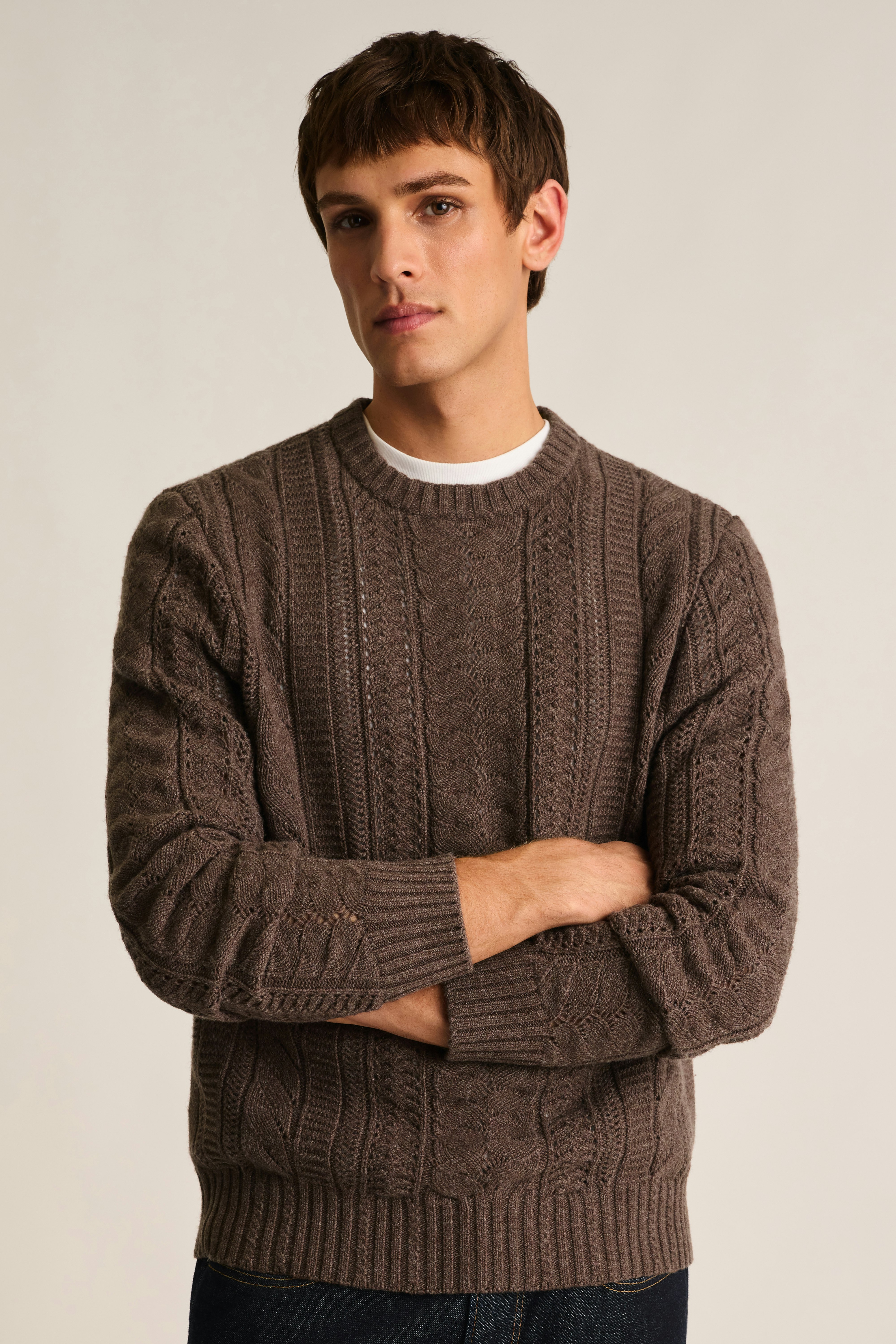 Merino Cable Sweater cocoa brown