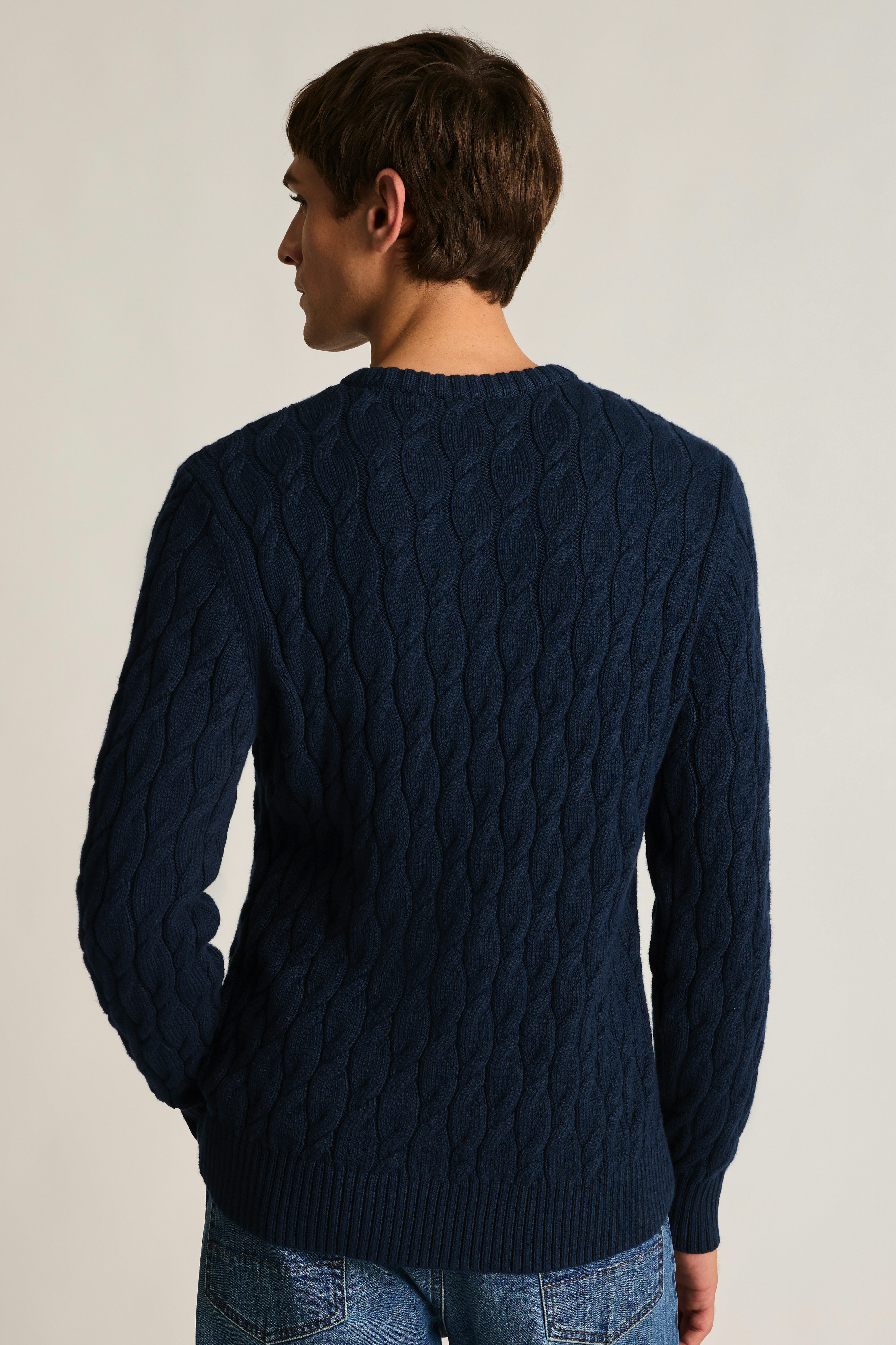 Italian Cotton Cable Sweater navy blue 4 Italian Cotton Cable Sweater navy blue