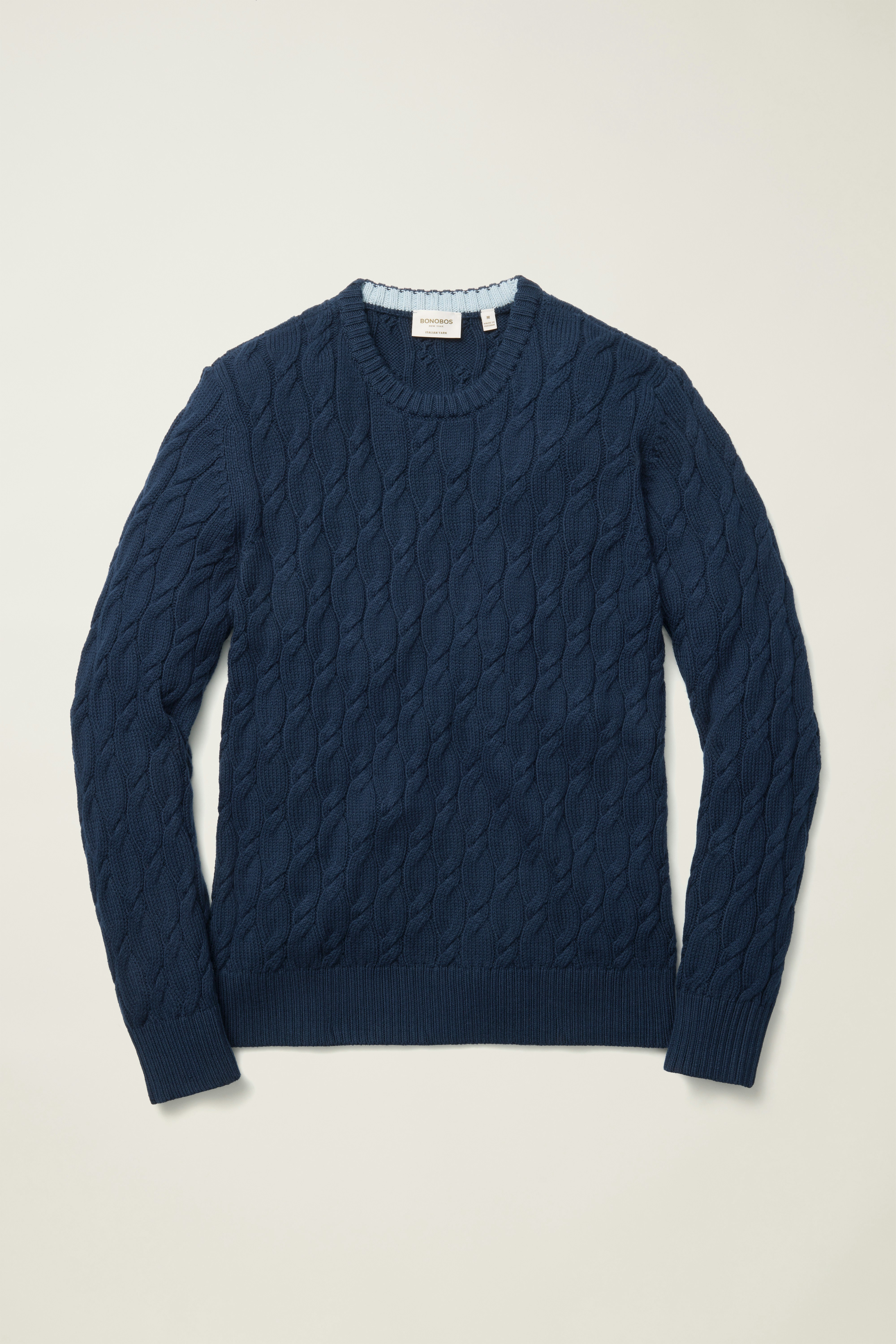 Italian Cotton Cable Sweater navy blue 5 Italian Cotton Cable Sweater navy blue