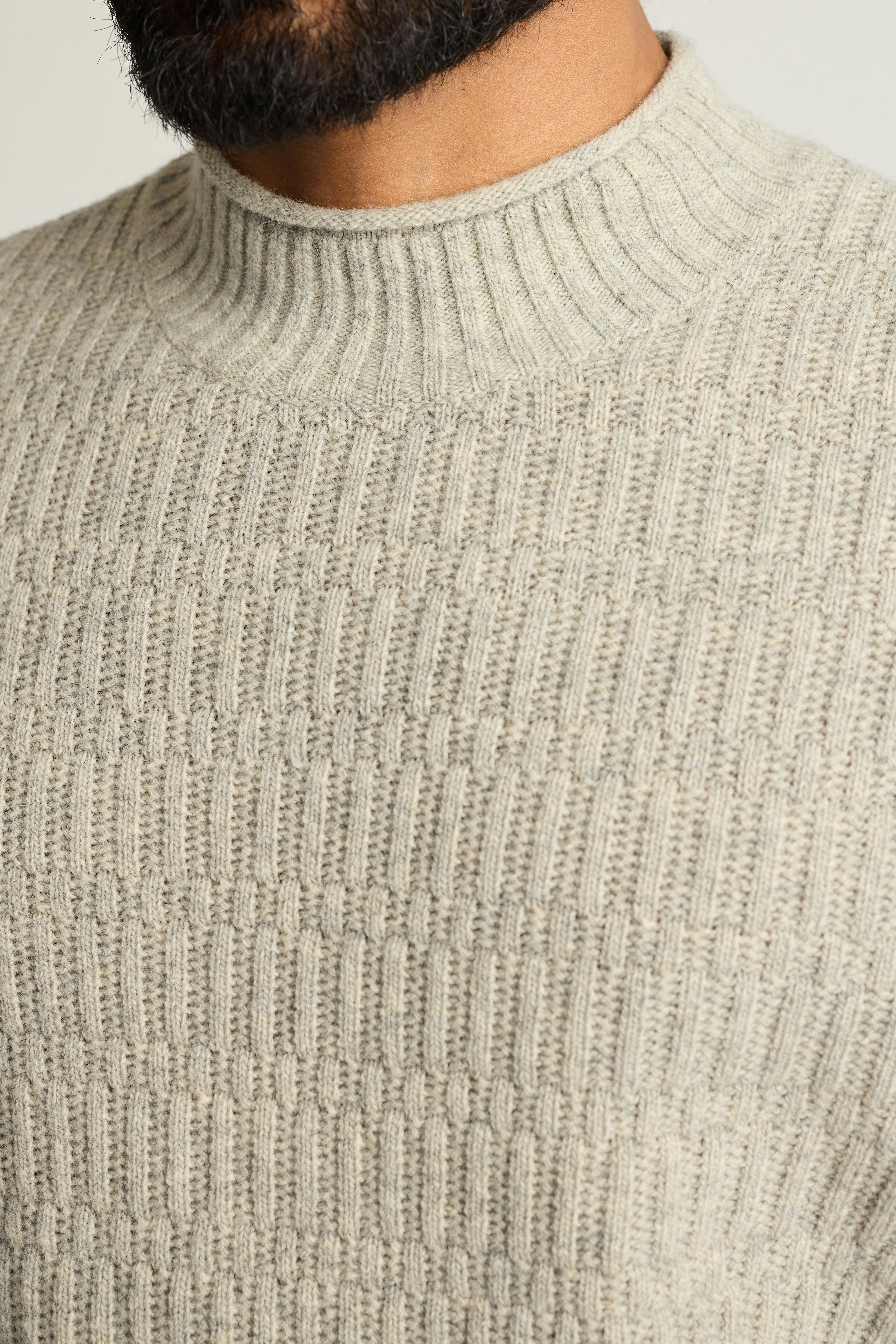 Merino Blend Mock Neck Sweater light grey heather