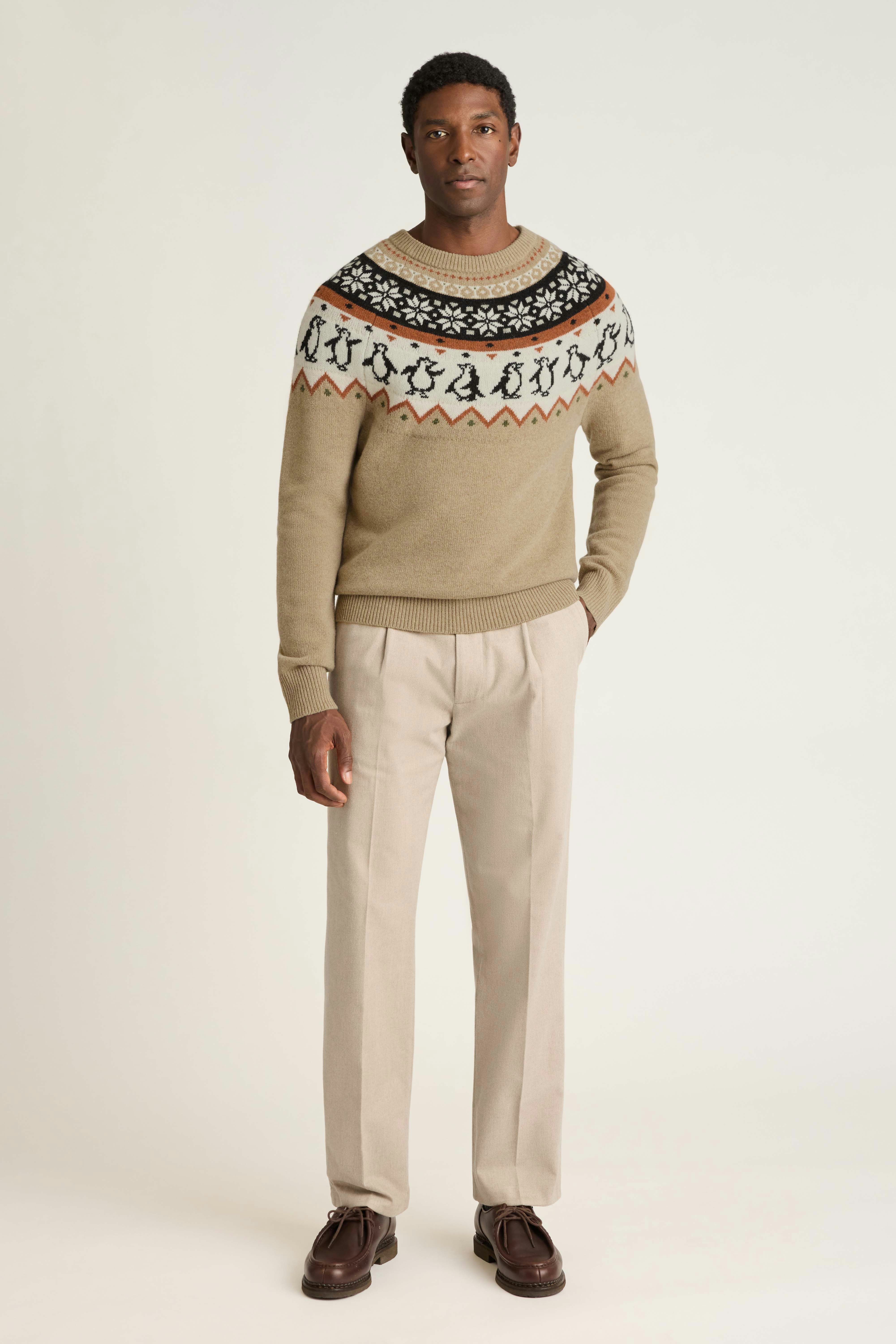 Disco Penguin Fair Isle Sweater winter white multi
