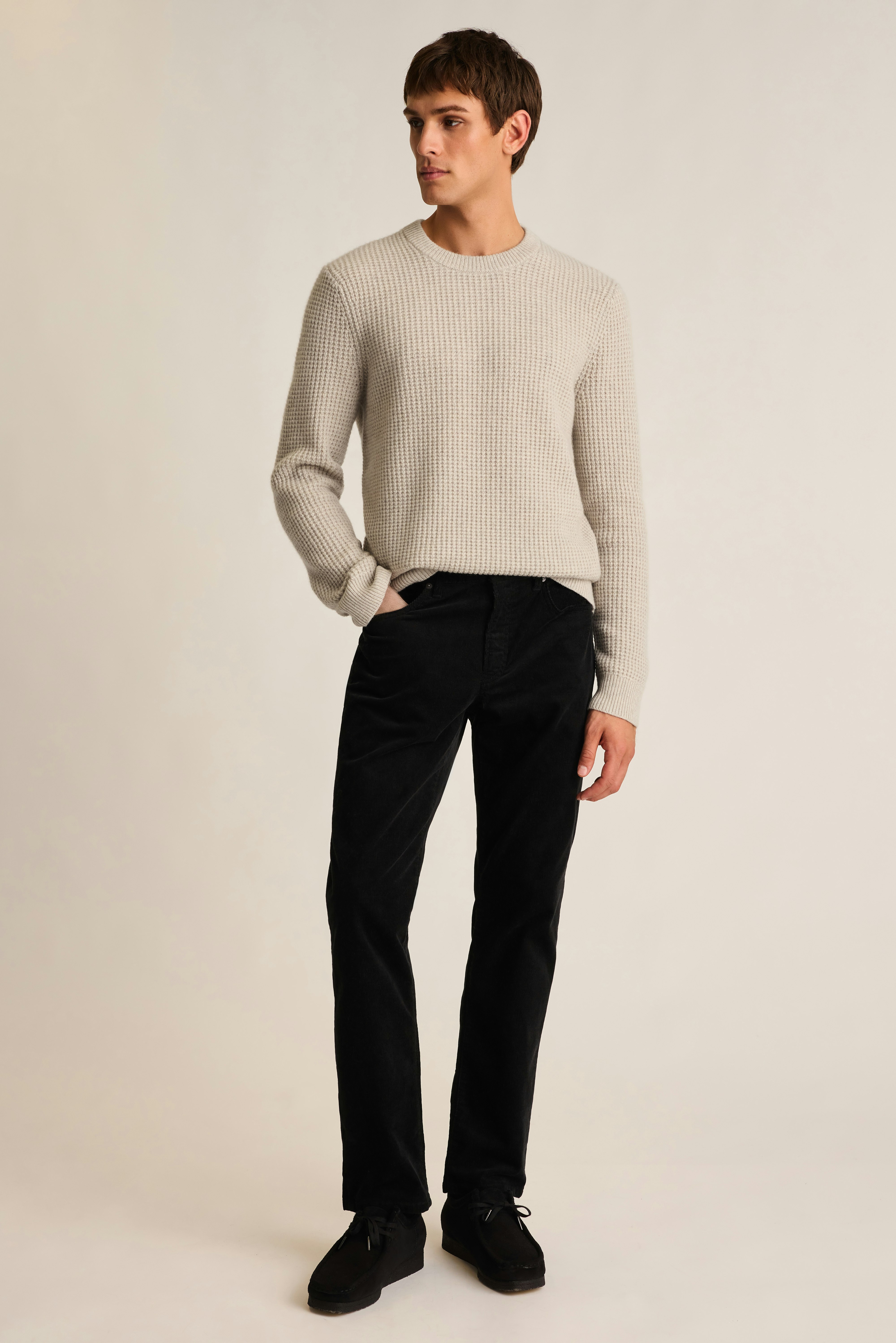 Italian Cashmere Crew Neck Sweater grey heather