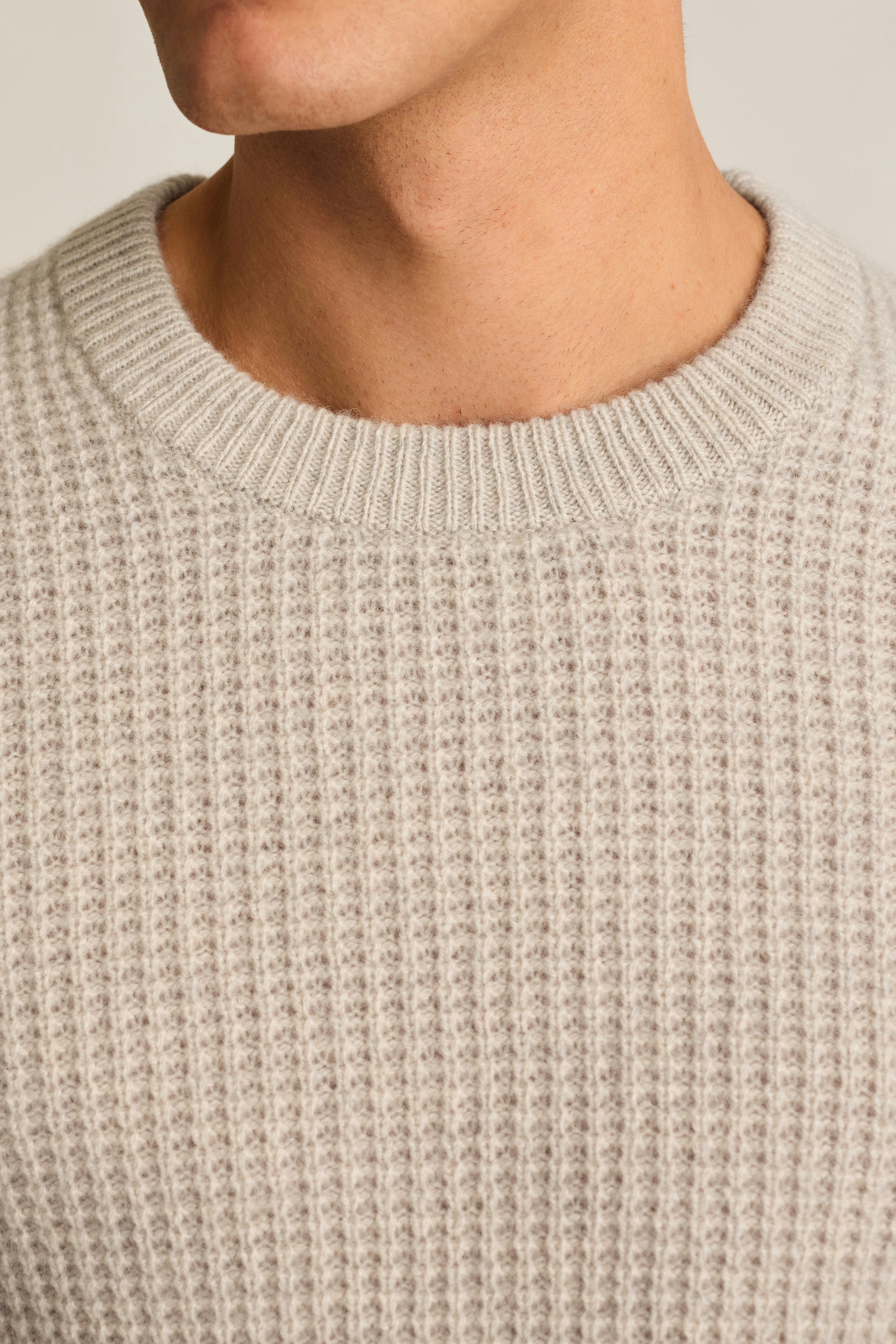 Italian Cashmere Crew Neck Sweater grey heather