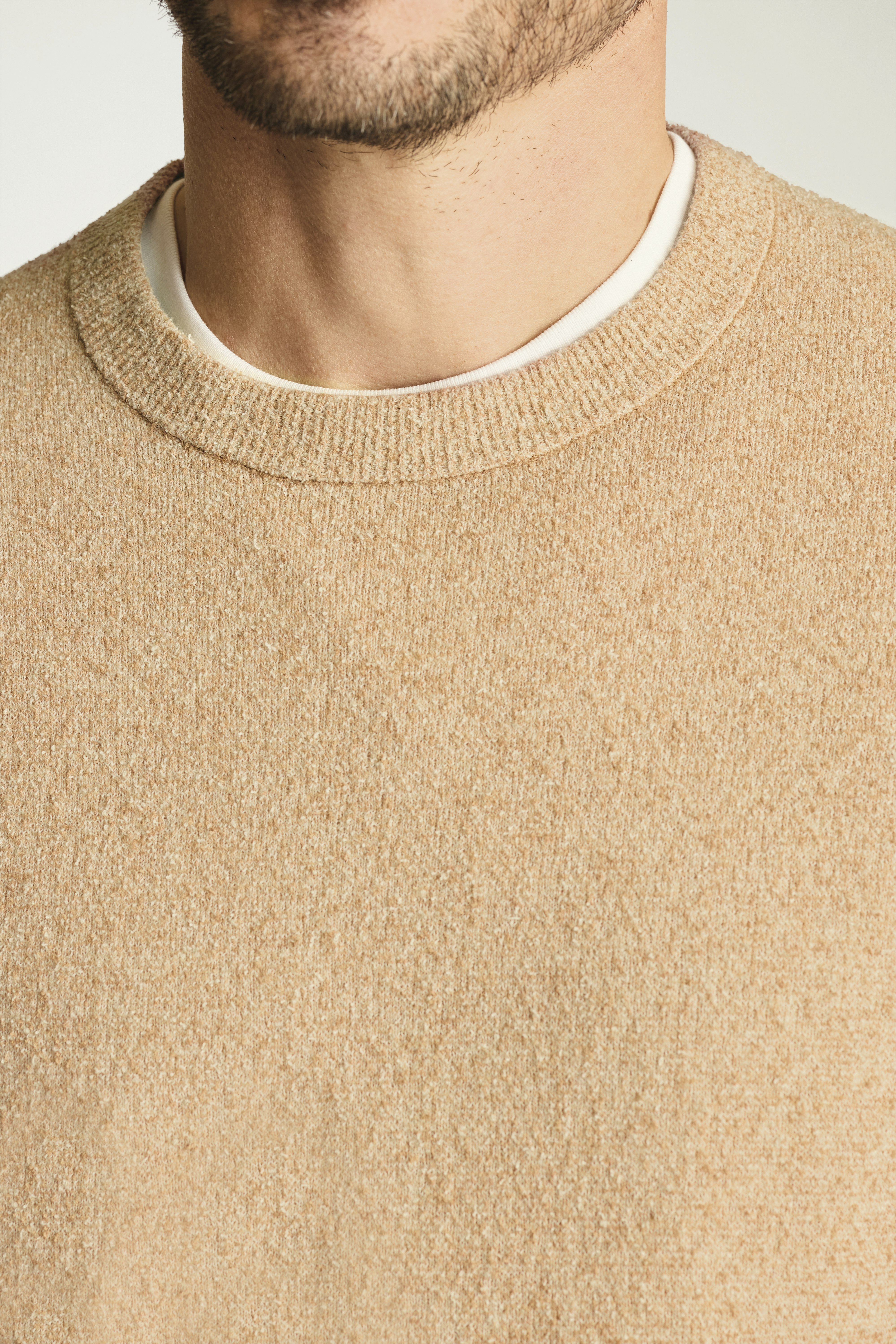 Boucle Cotton Sweater camel stripe 2 Boucle Cotton Sweater camel stripe